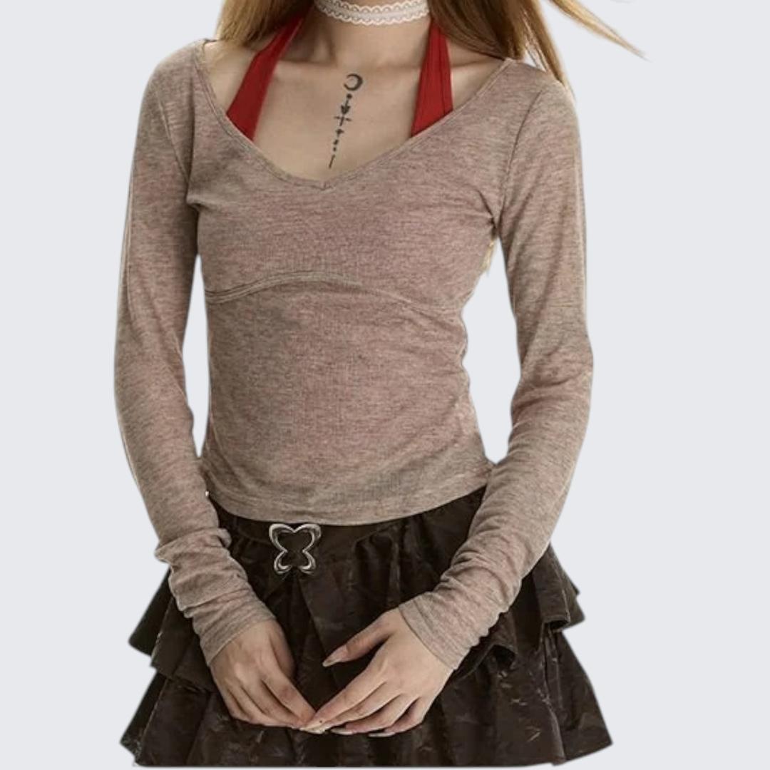 Spring & Summer Blue Long-Sleeve Two-Piece Set