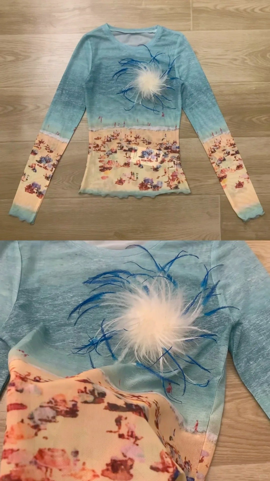 Teal Top with Brown Maxi Skirt and Cream Faux Fur Coat Y2K Three - Piece Set - tutufox -
