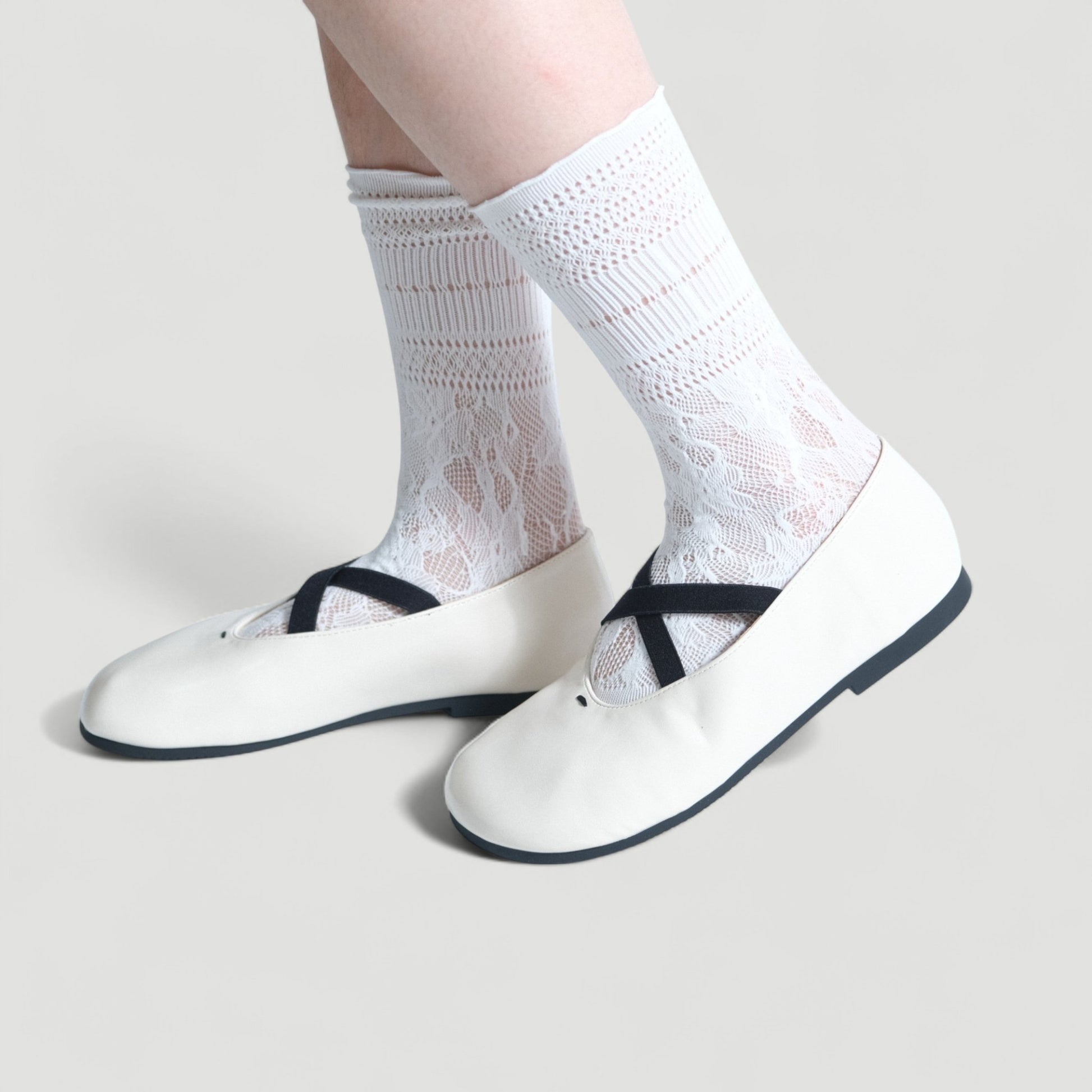 White Cross Strap Ballet Flats - tutufox - shoes