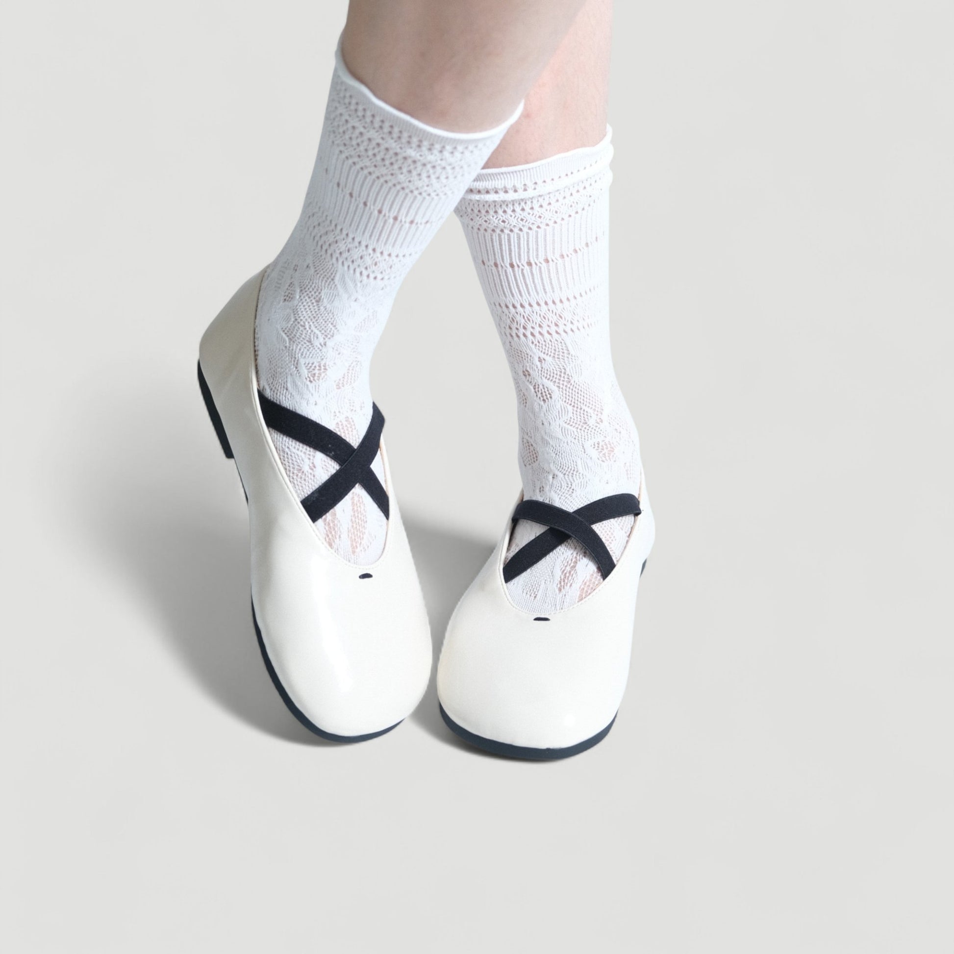 White Cross Strap Ballet Flats - tutufox - shoes