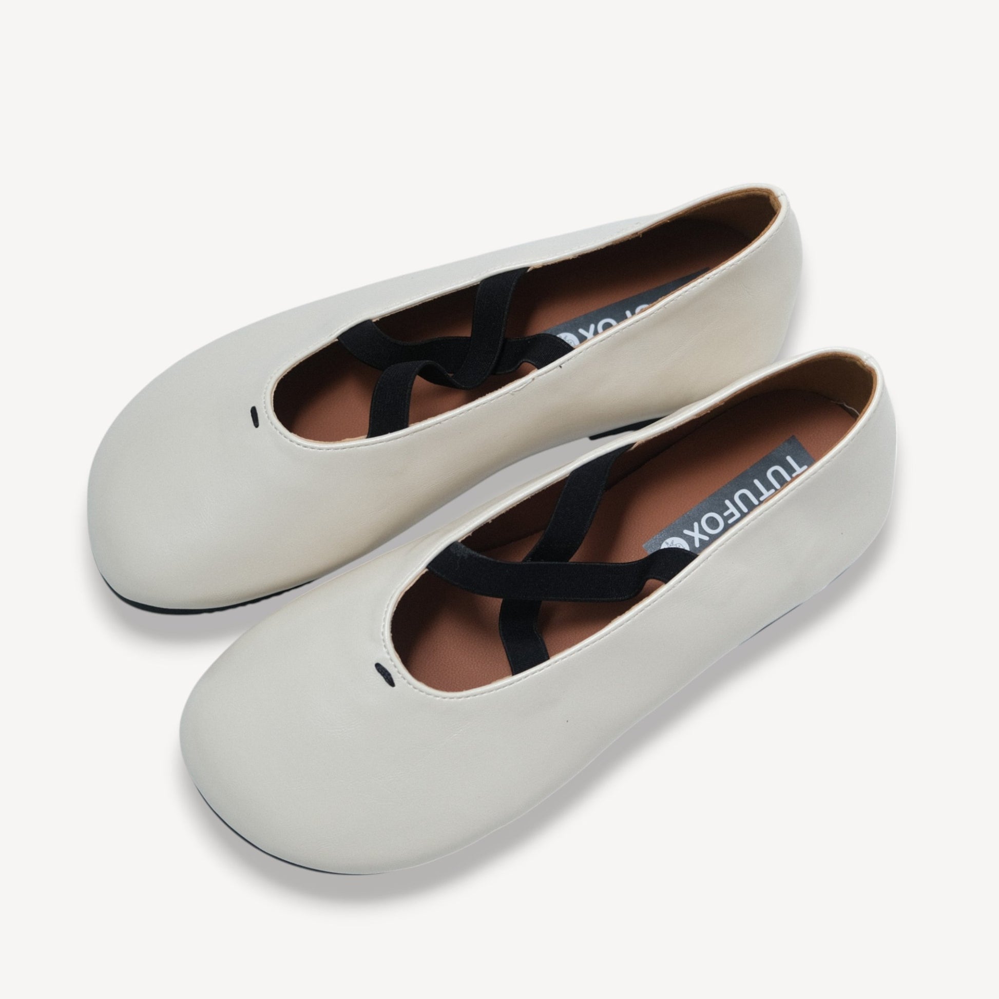 White Cross Strap Ballet Flats - tutufox - shoes
