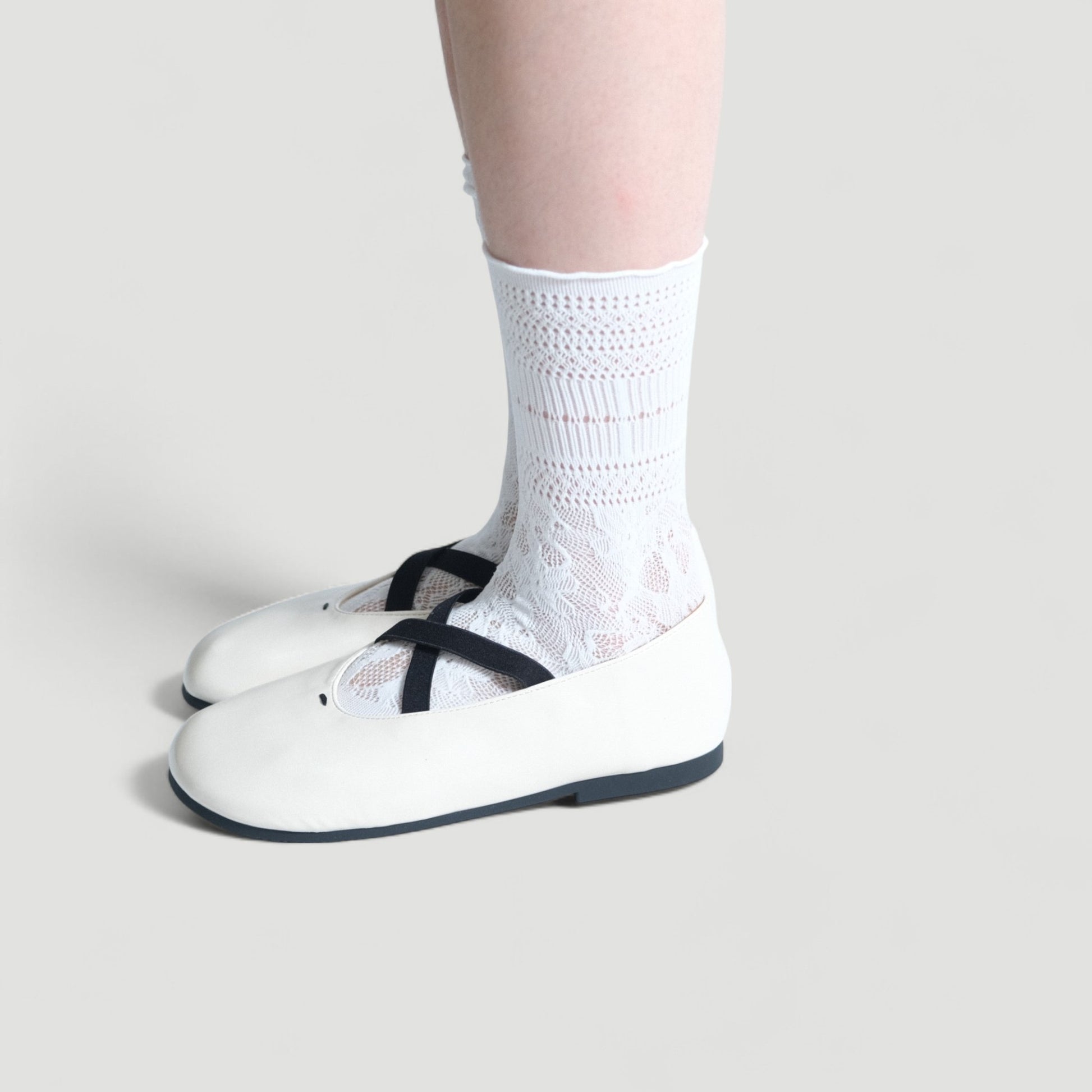 White Cross Strap Ballet Flats - tutufox - shoes