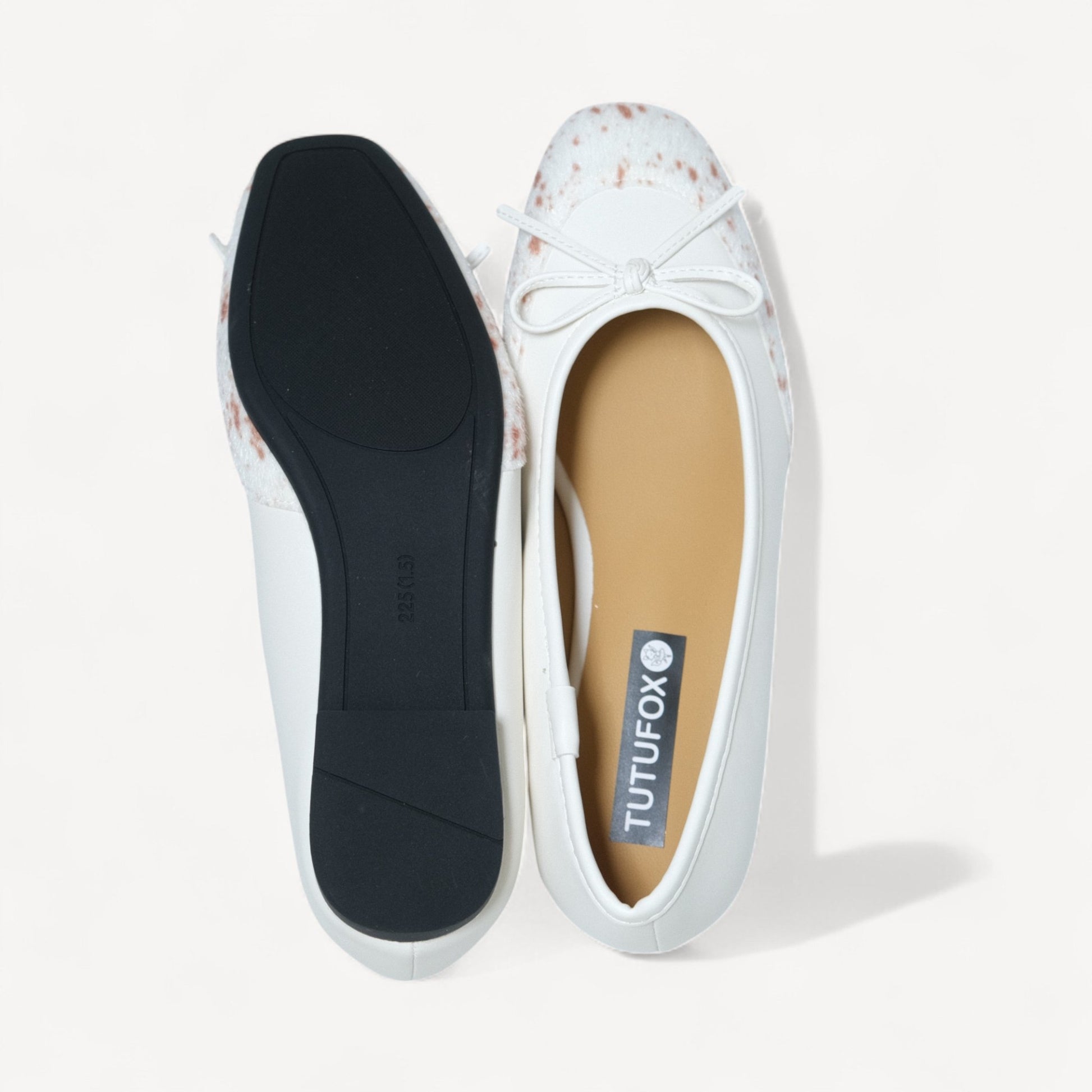 White Leopard Print Almond Toe Ballet Flats - tutufox - shoes