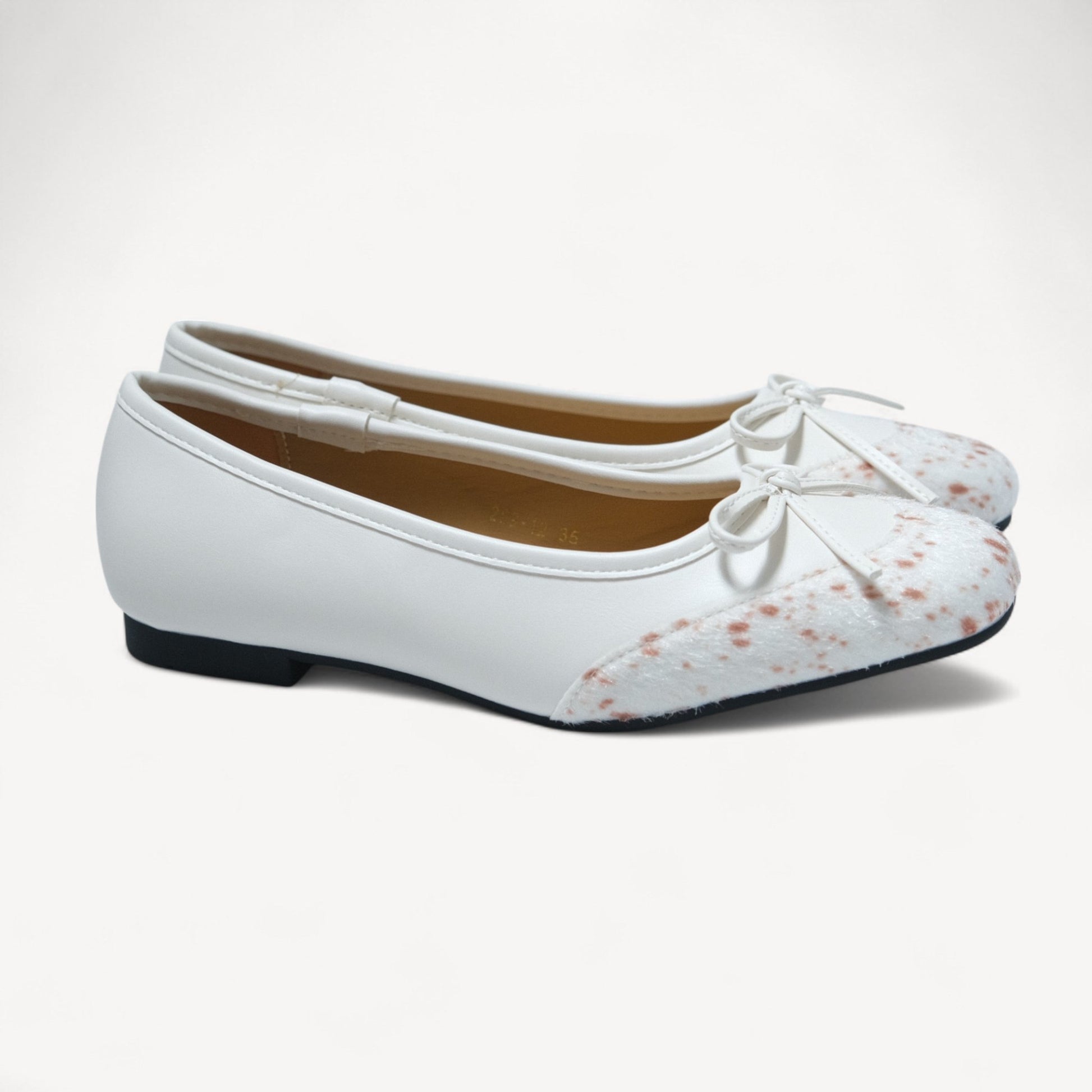 White Leopard Print Almond Toe Ballet Flats - tutufox - shoes
