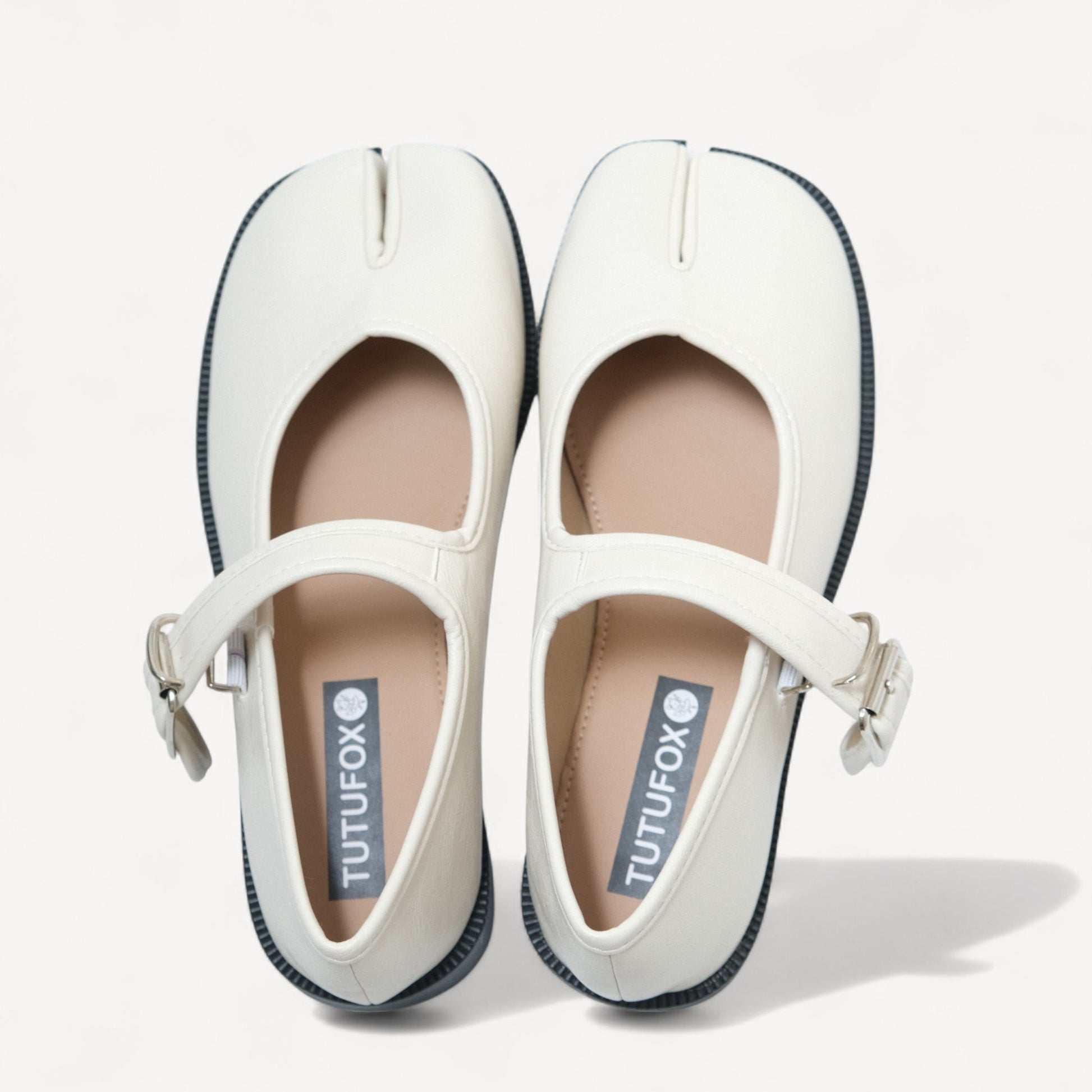 White Mary Jane Soft Split Toe Flats Tabi - tutufox - tabis