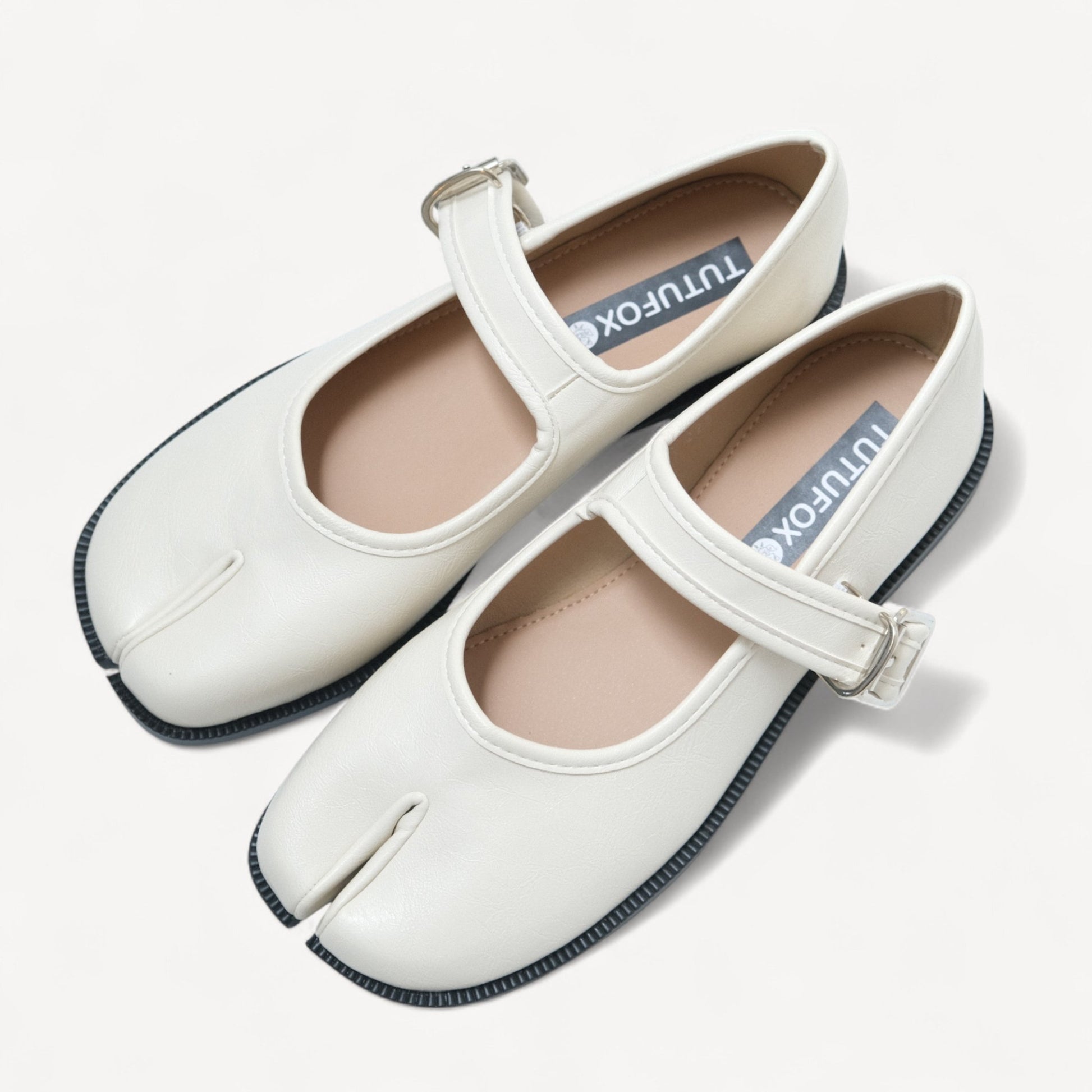 White Mary Jane Soft Split Toe Flats Tabi - tutufox - tabis