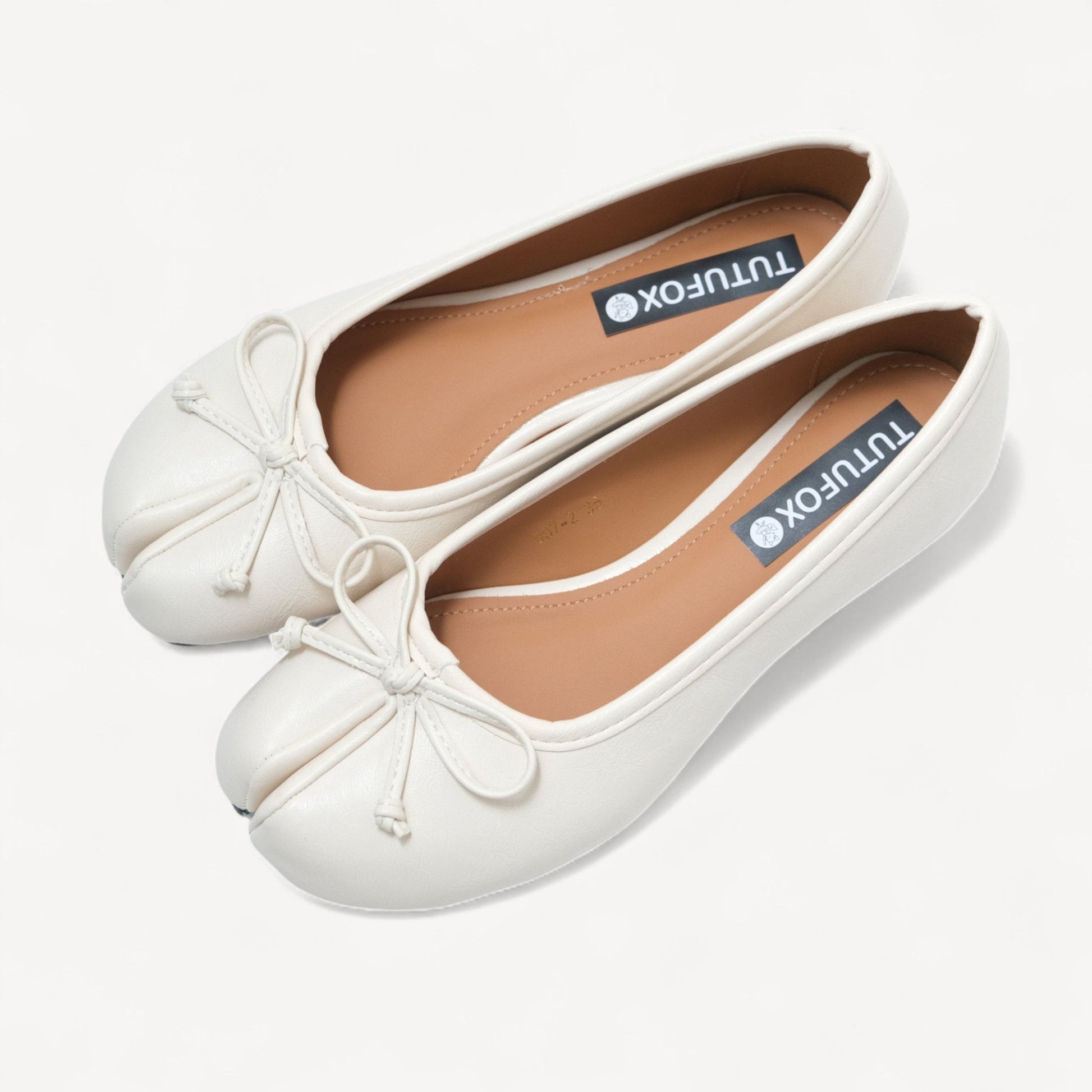 White Matte Bow Mary Jane Flats Tabi - tutufox - tabis