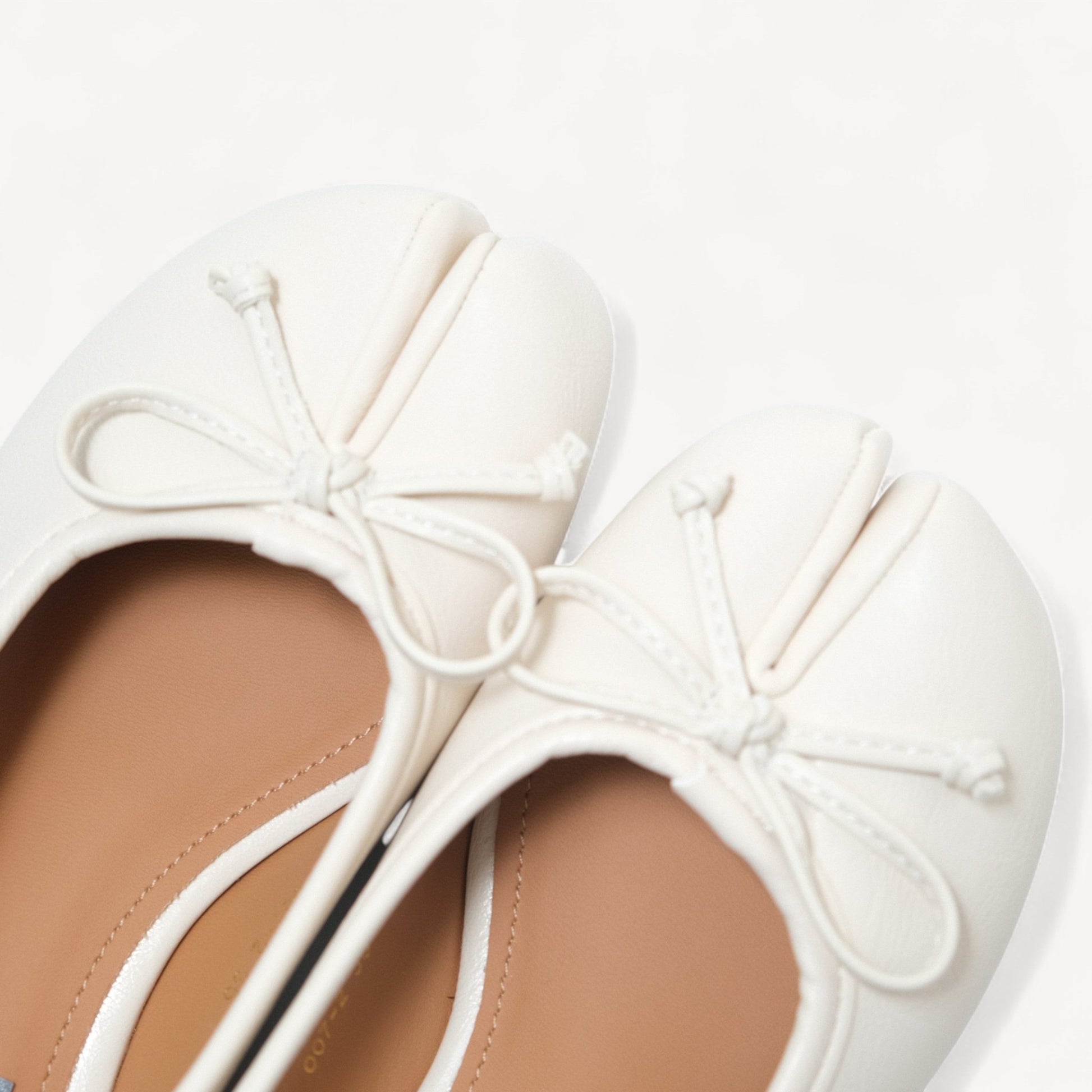 White Matte Bow Mary Jane Flats Tabi - tutufox - tabis