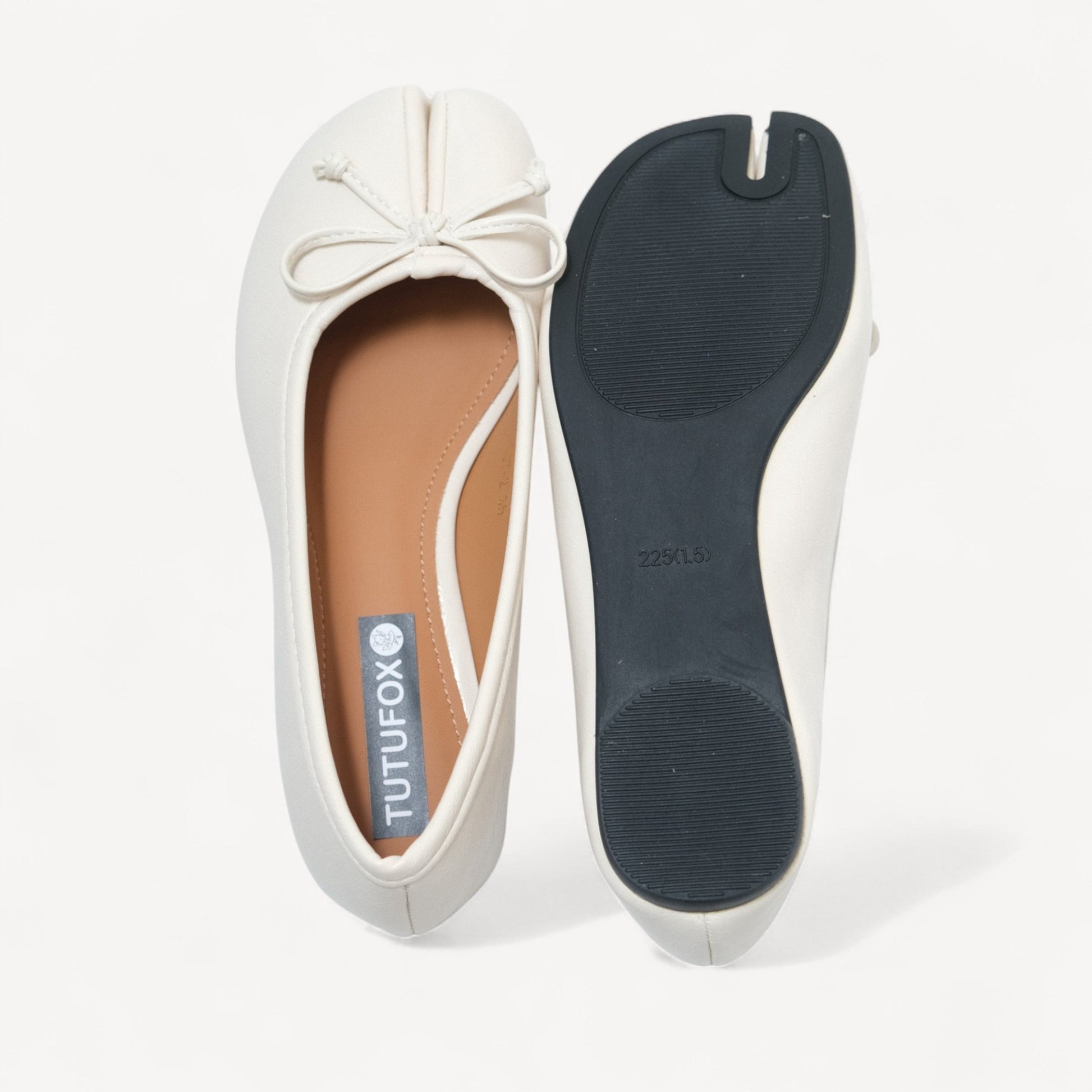 White Matte Bow Mary Jane Flats Tabi - tutufox - tabis