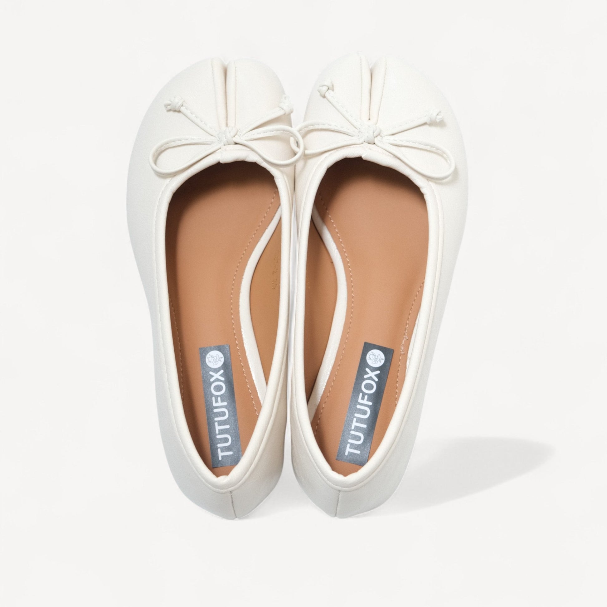 White Matte Bow Mary Jane Flats Tabi - tutufox - tabis