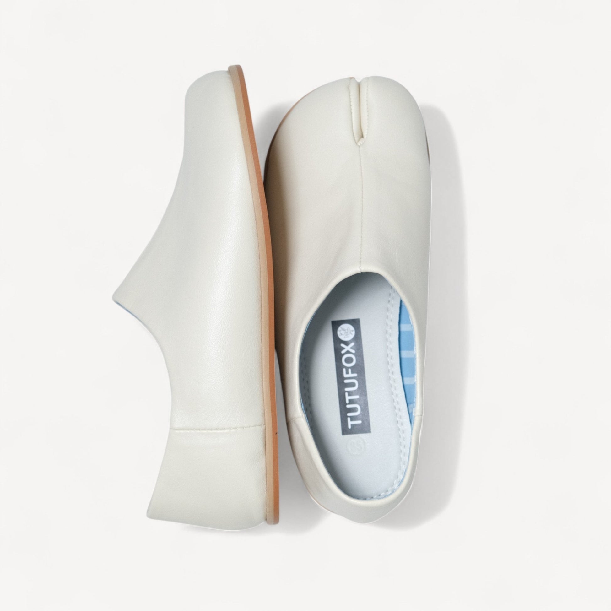 White Matte Soft Leather Round Toe Tabi - tutufox - tabis