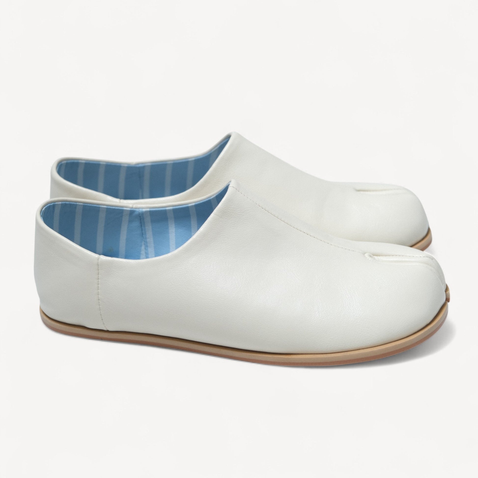 White Matte Soft Leather Round Toe Tabi - tutufox - tabis