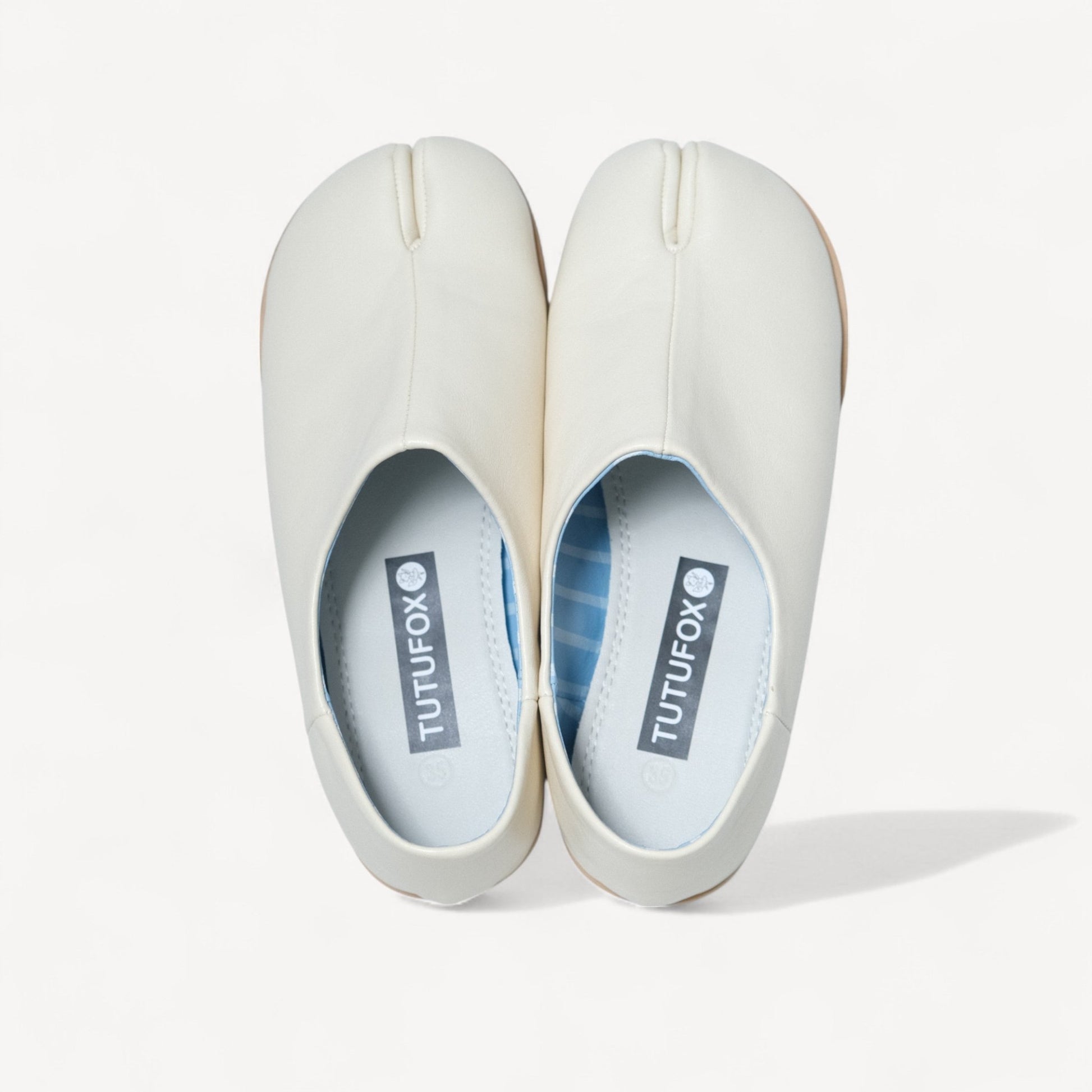 White Matte Soft Leather Round Toe Tabi - tutufox - tabis
