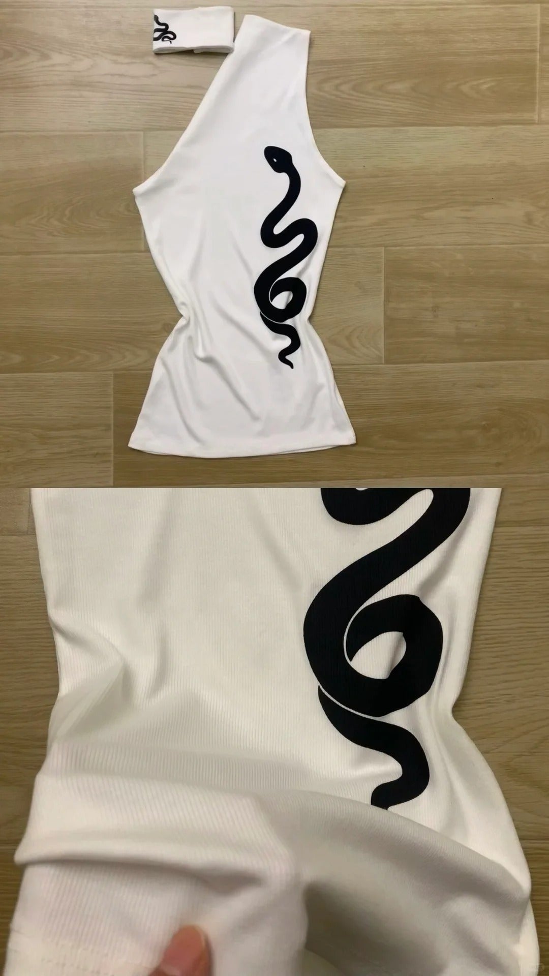 White One Shoulder Sleeveless Top and Black Denim Mini Shorts Y2K Two Piece Sets - tutufox -