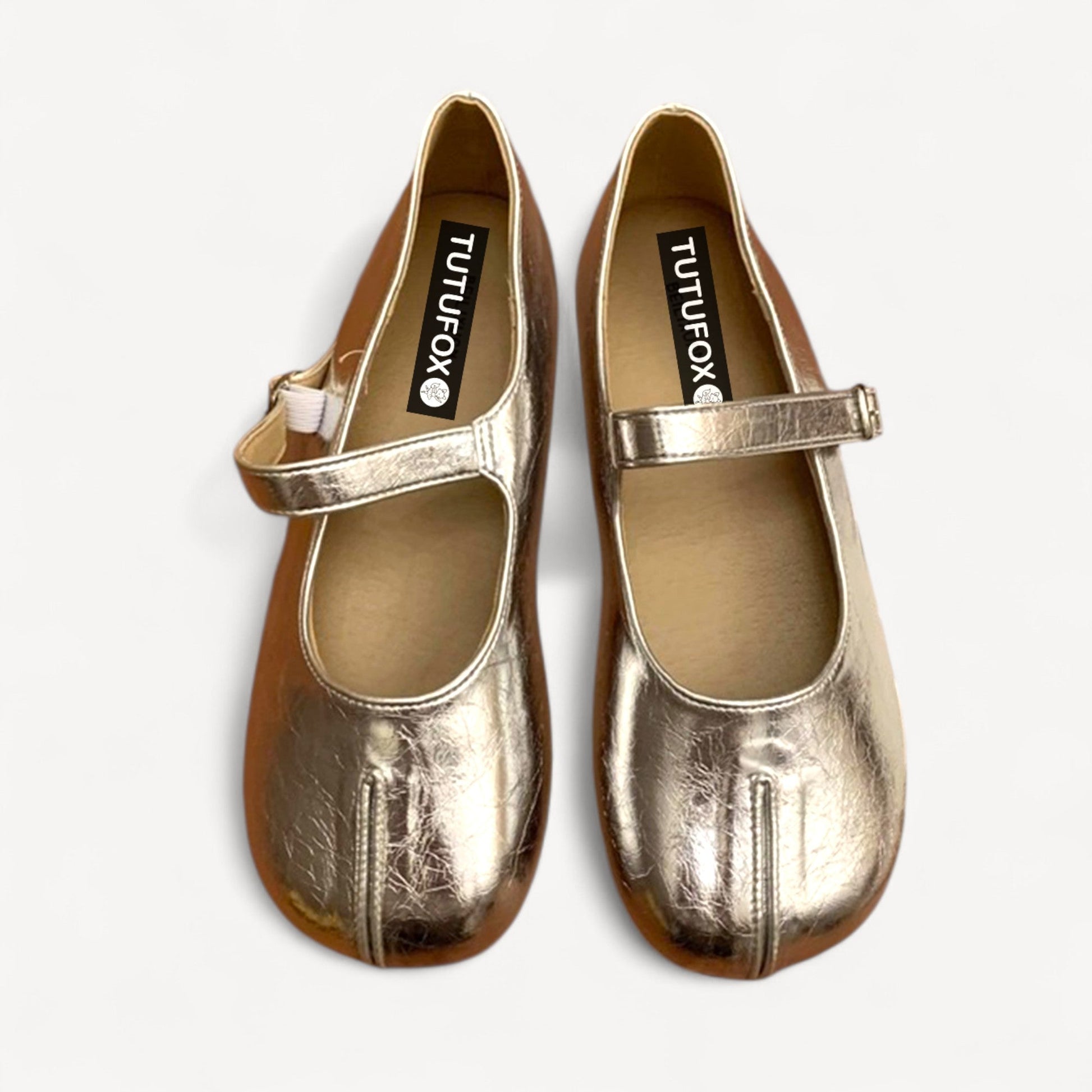 White Soft Leather Mary Jane Flat Fake Split - Toe Tabi - tutufox - shoes