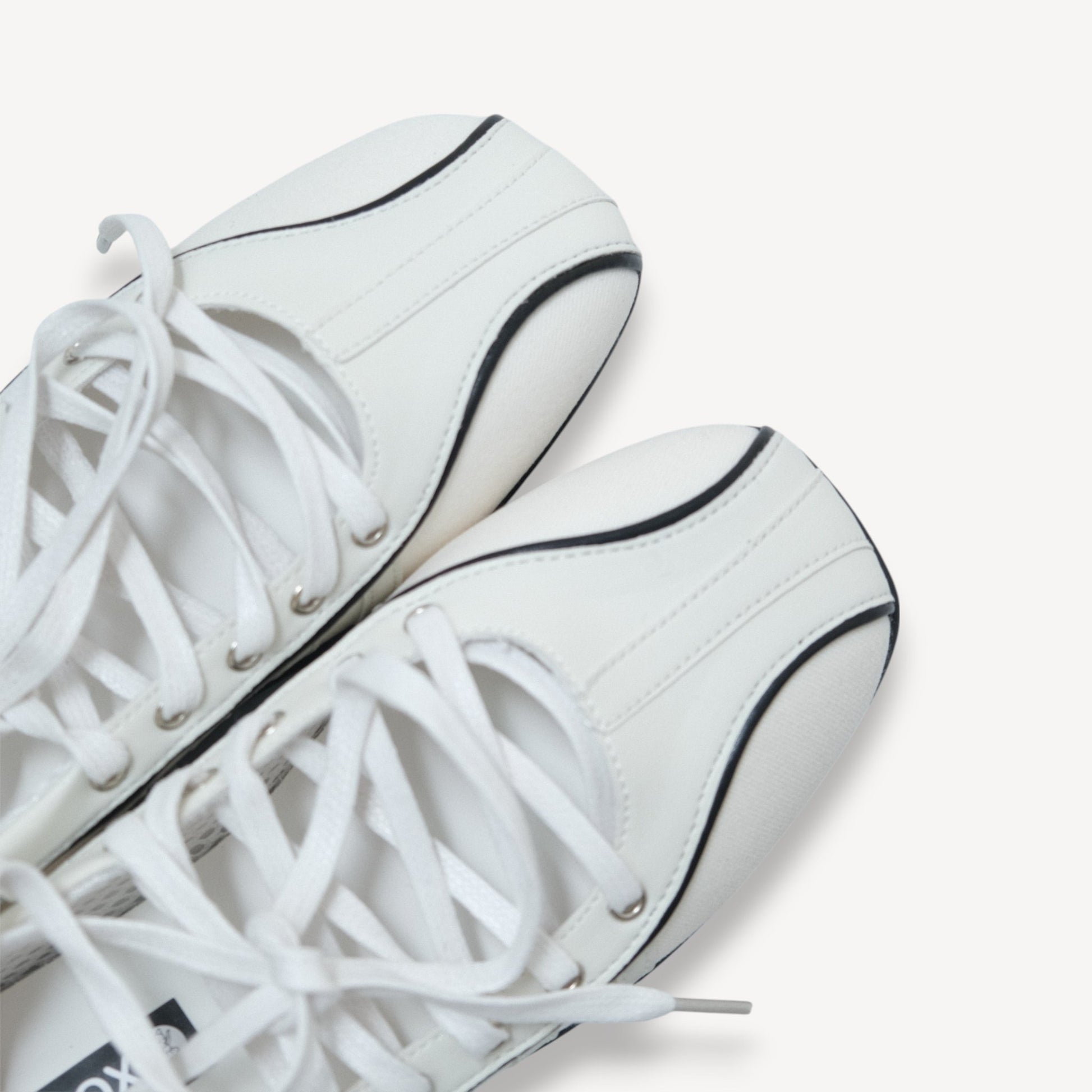 White Soft Leather Square Toe Balletsneaker Flats - tutufox - shoes