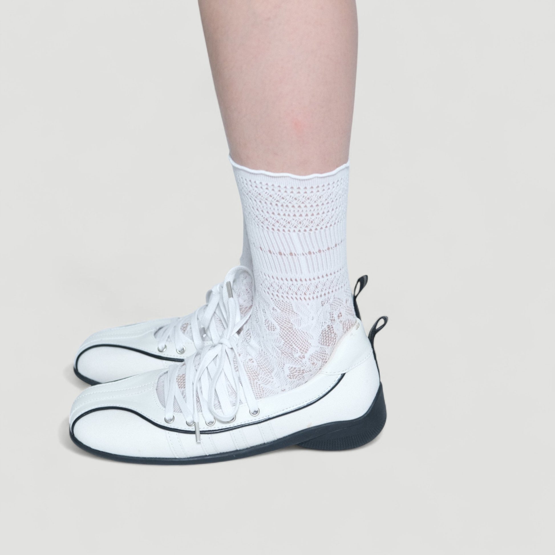 White Soft Leather Square Toe Balletsneaker Flats - tutufox - shoes