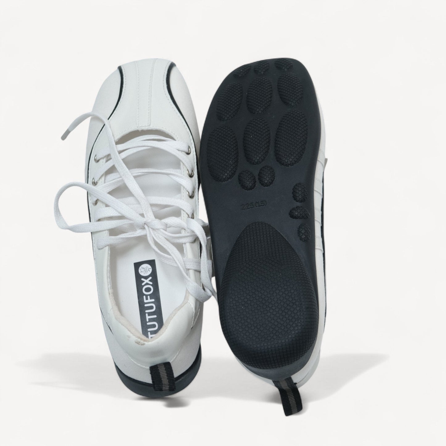 White Soft Leather Square Toe Balletsneaker Flats - tutufox - shoes