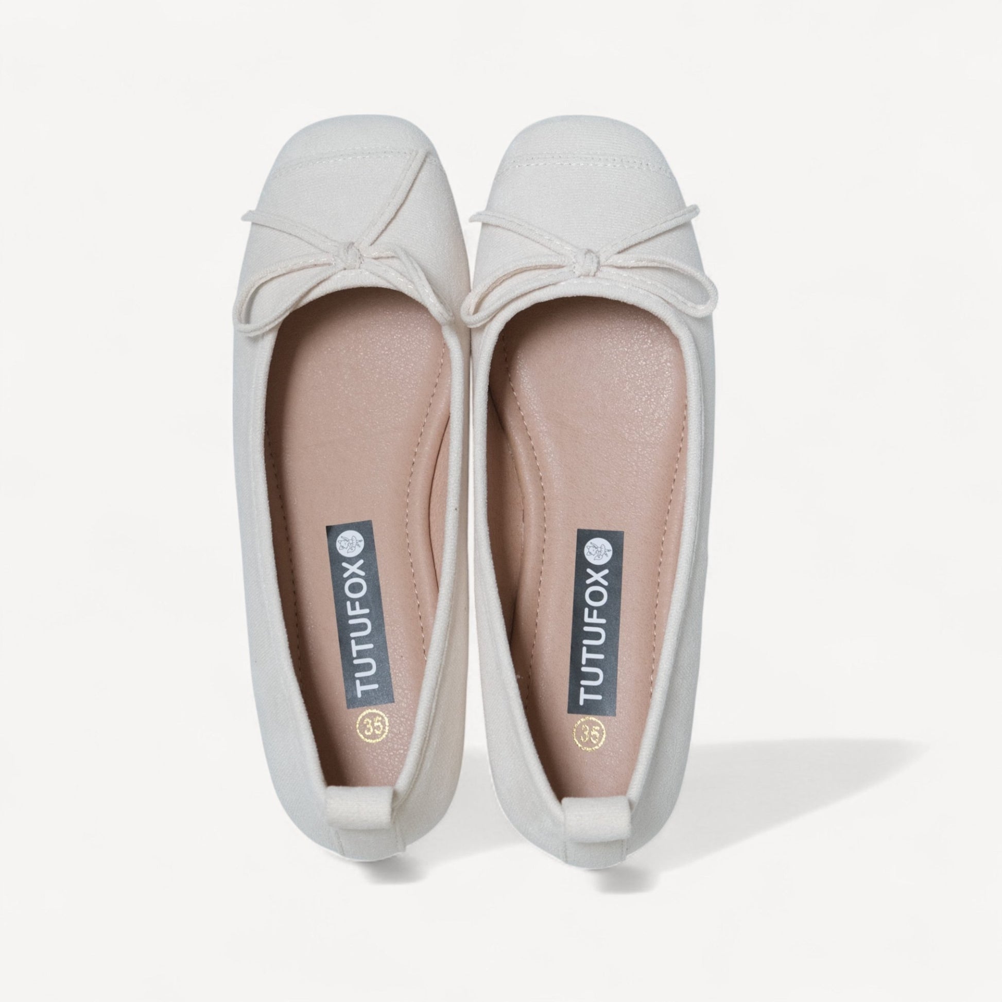 White Velvet Bow Square Toe Ballet Flats - tutufox - shoes
