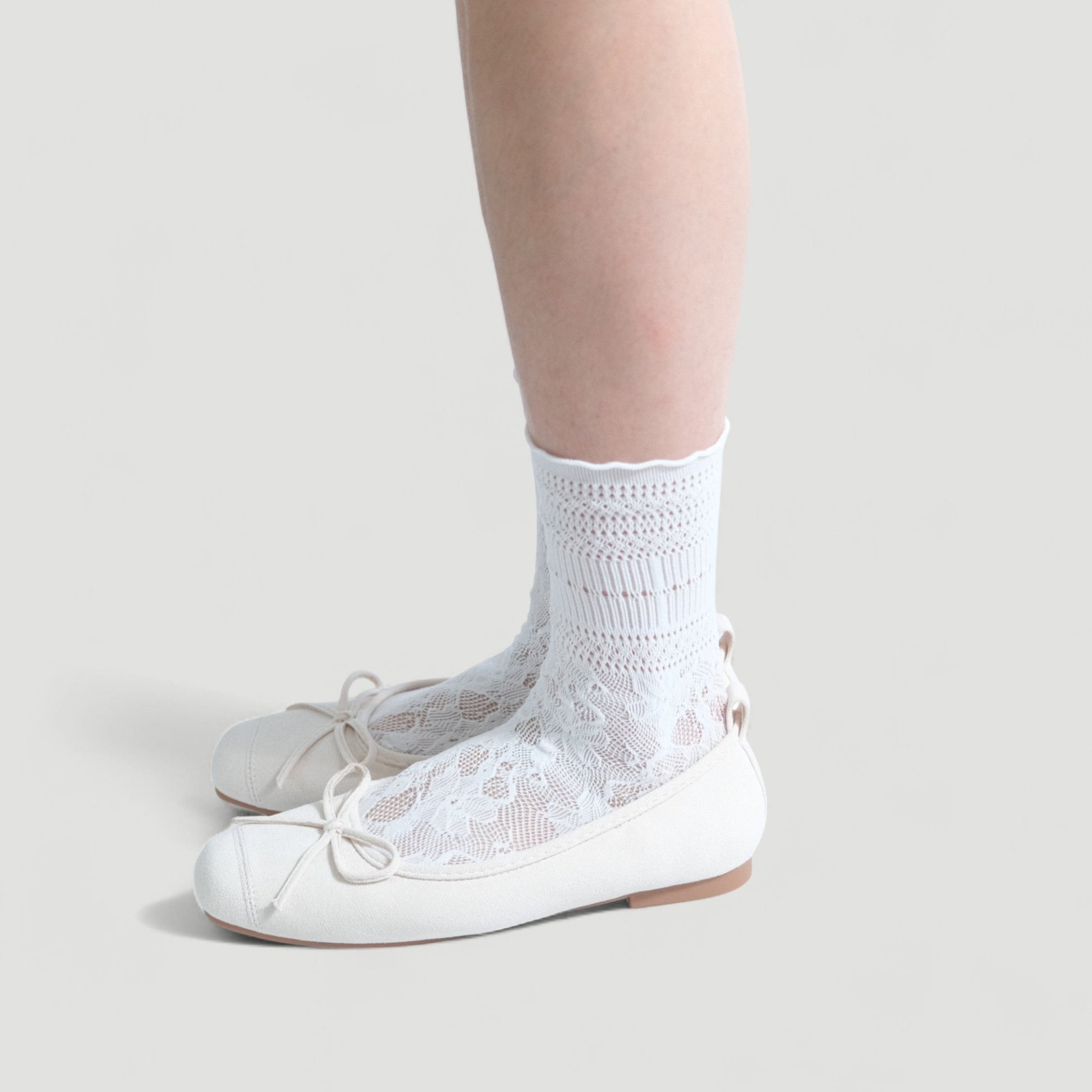 White Velvet Bow Square Toe Ballet Flats - tutufox - shoes