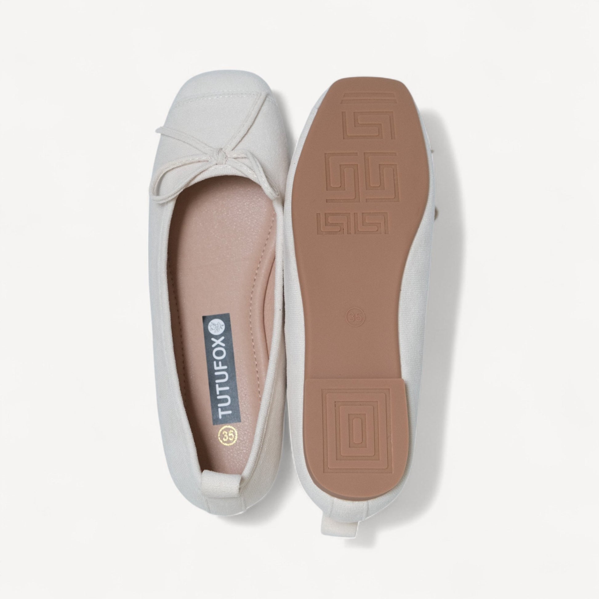 White Velvet Bow Square Toe Ballet Flats - tutufox - shoes