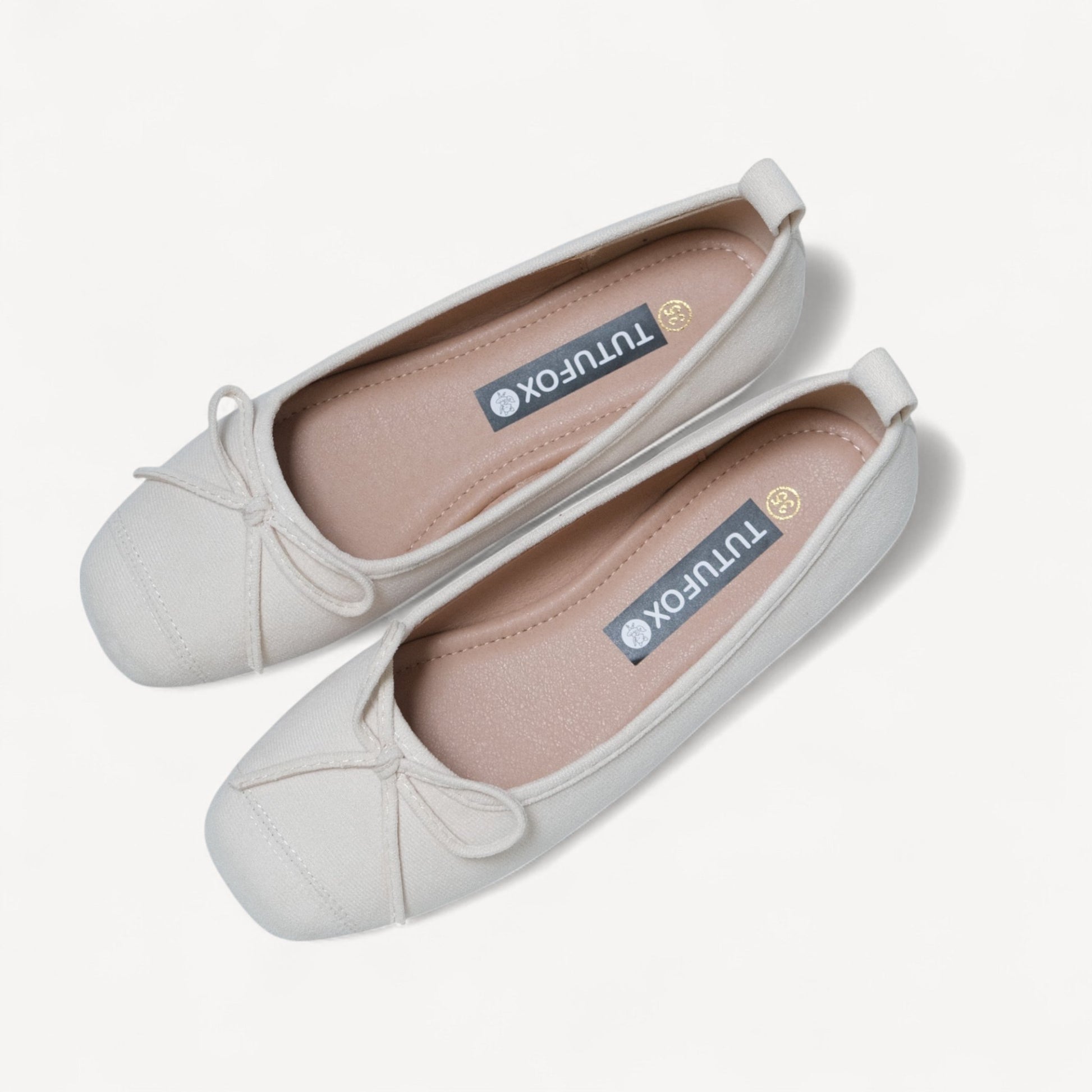 White Velvet Bow Square Toe Ballet Flats - tutufox - shoes