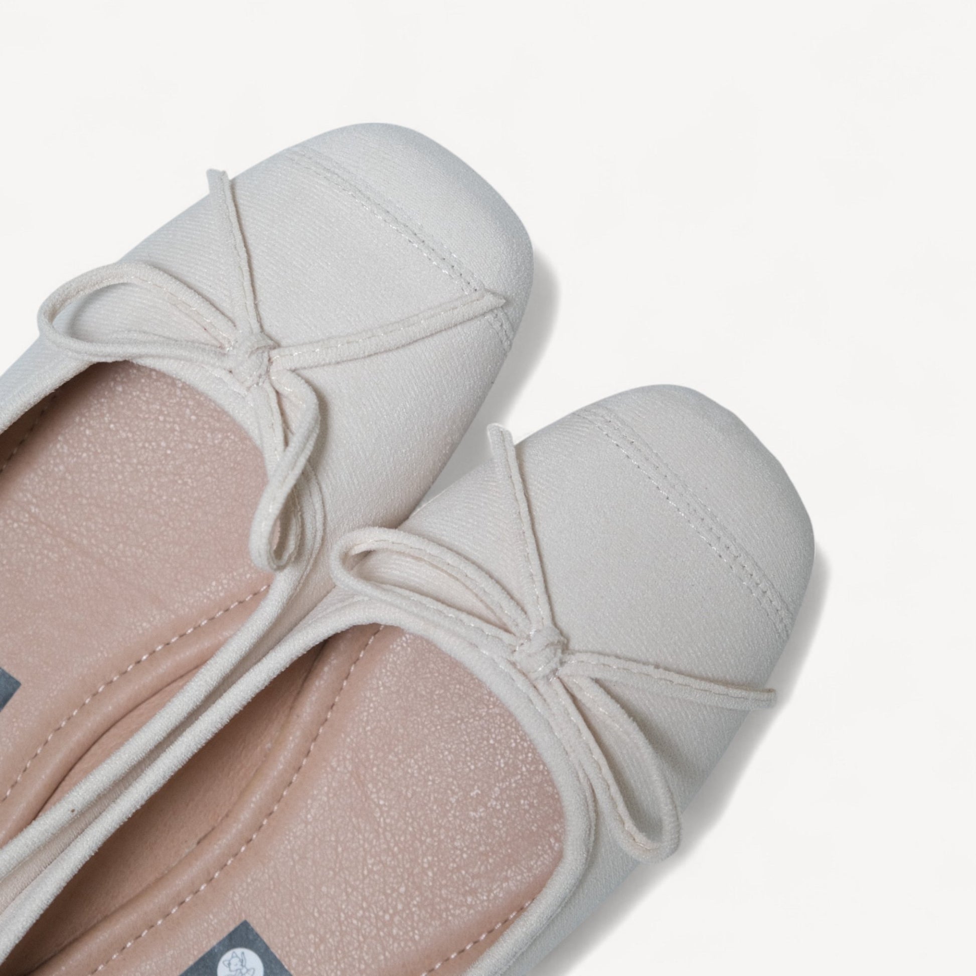 White Velvet Bow Square Toe Ballet Flats - tutufox - shoes