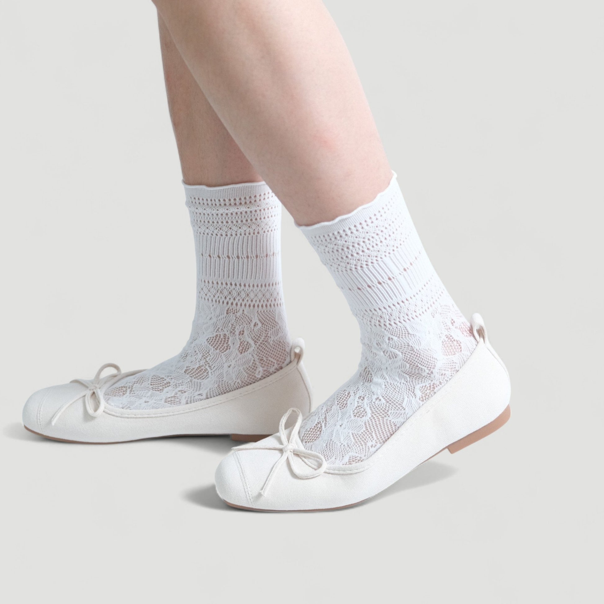 White Velvet Bow Square Toe Ballet Flats - tutufox - shoes