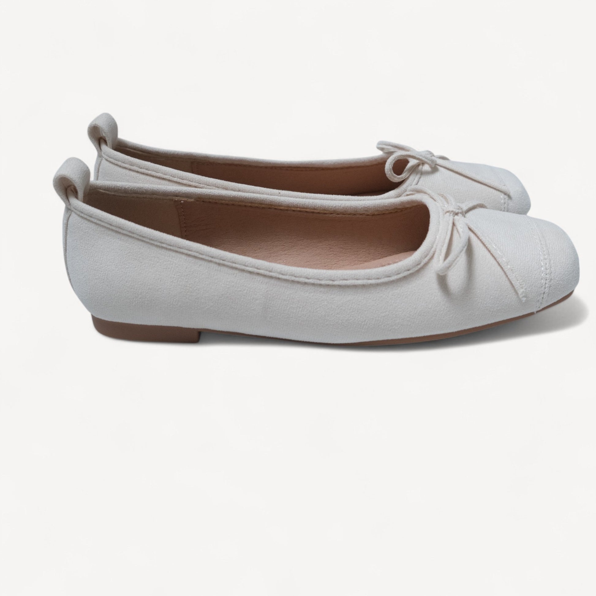 White Velvet Bow Square Toe Ballet Flats - tutufox - shoes