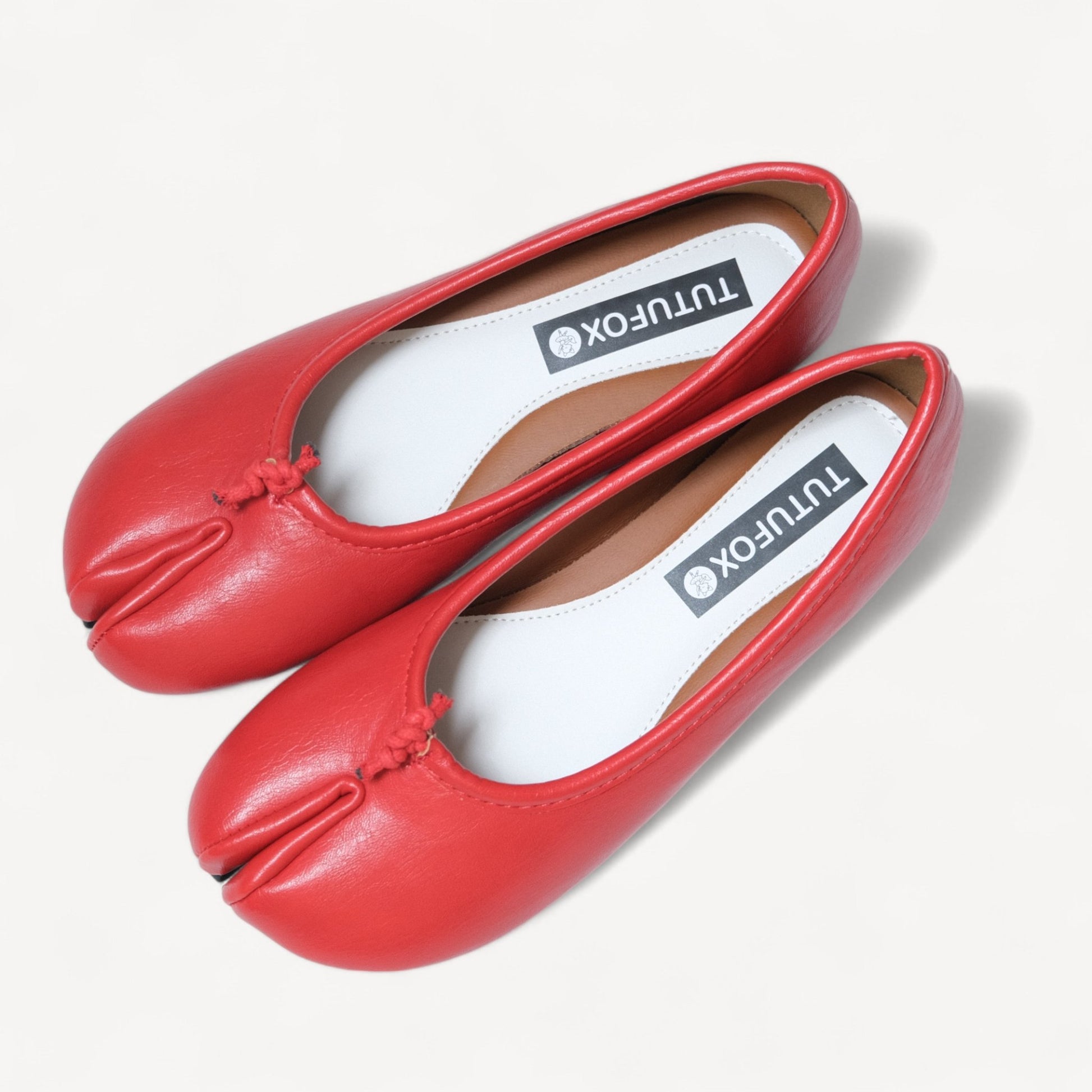 Women Red Matte Leather Split Toe Tabi - tutufox - tabis