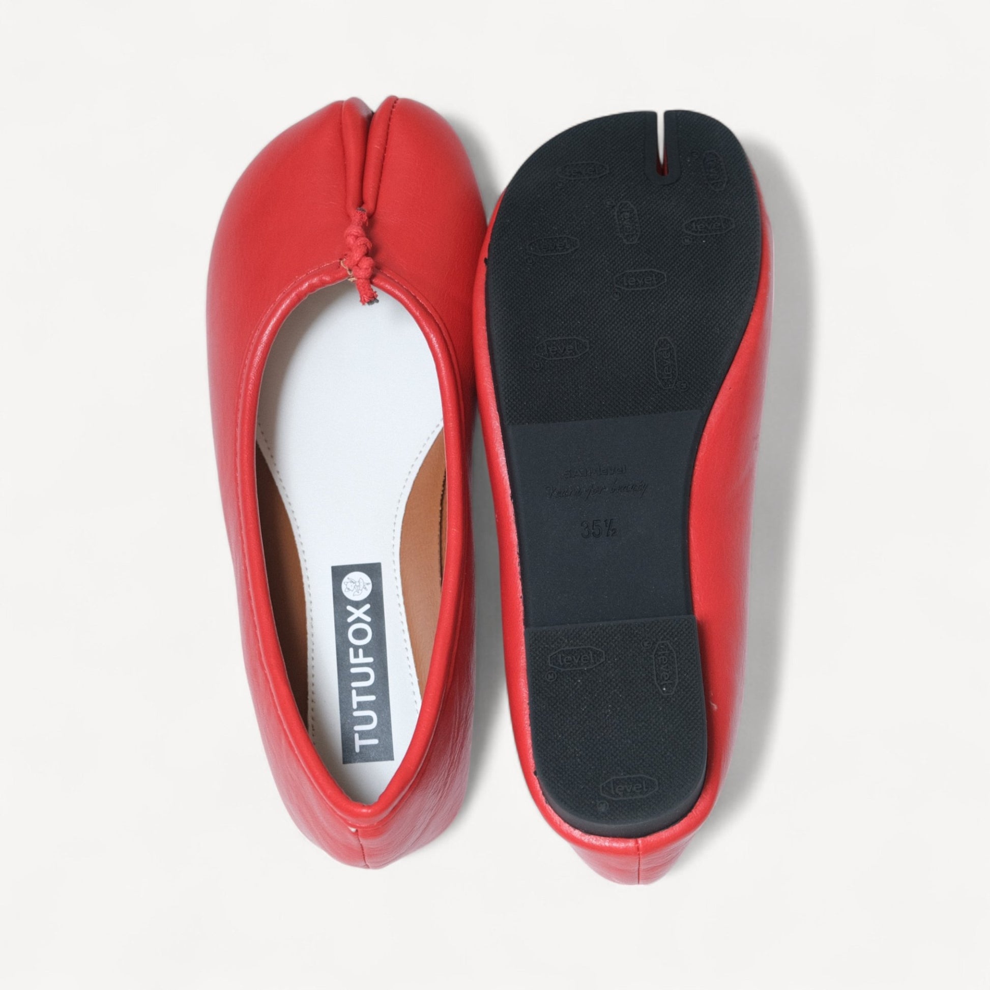 Women Red Matte Leather Split Toe Tabi - tutufox - tabis