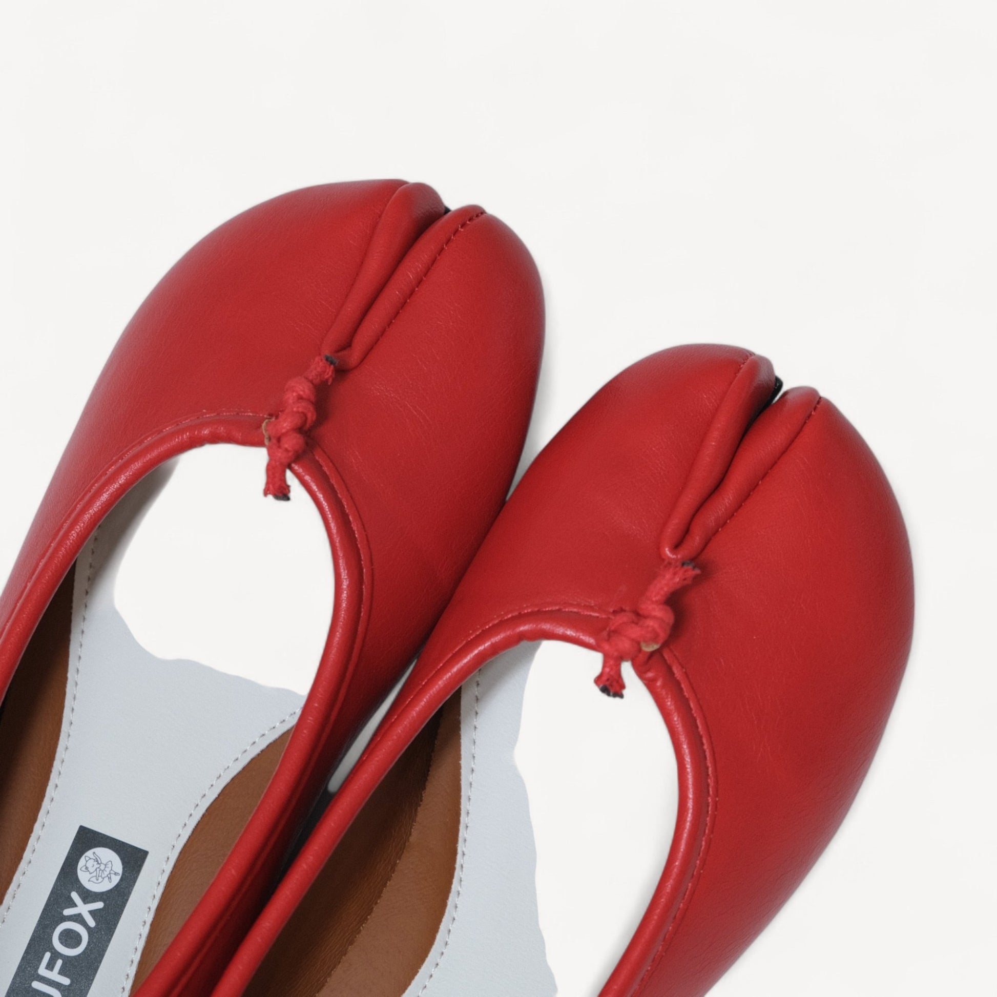 Women Red Matte Leather Split Toe Tabi - tutufox - tabis