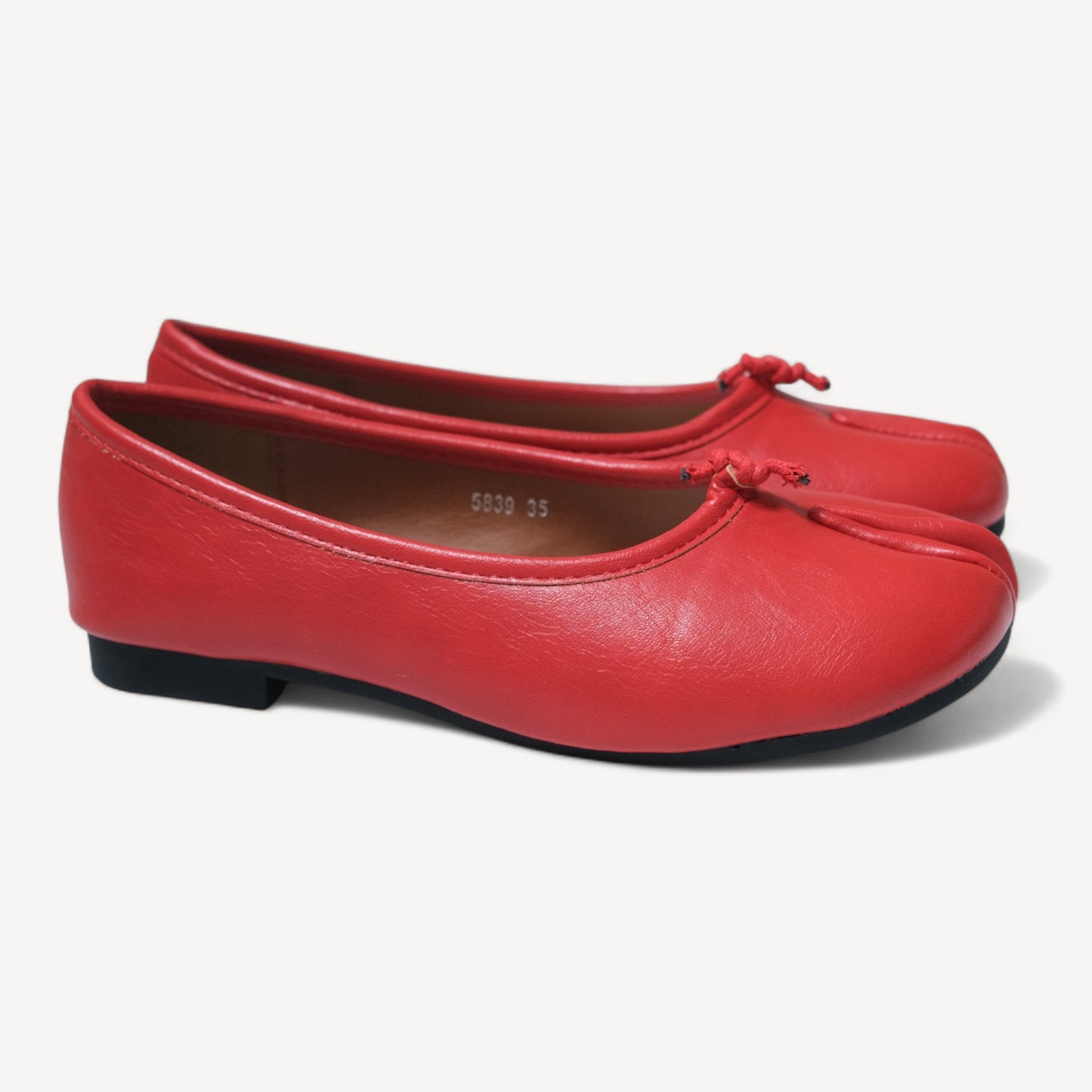 Women Red Matte Leather Split Toe Tabi - tutufox - tabis