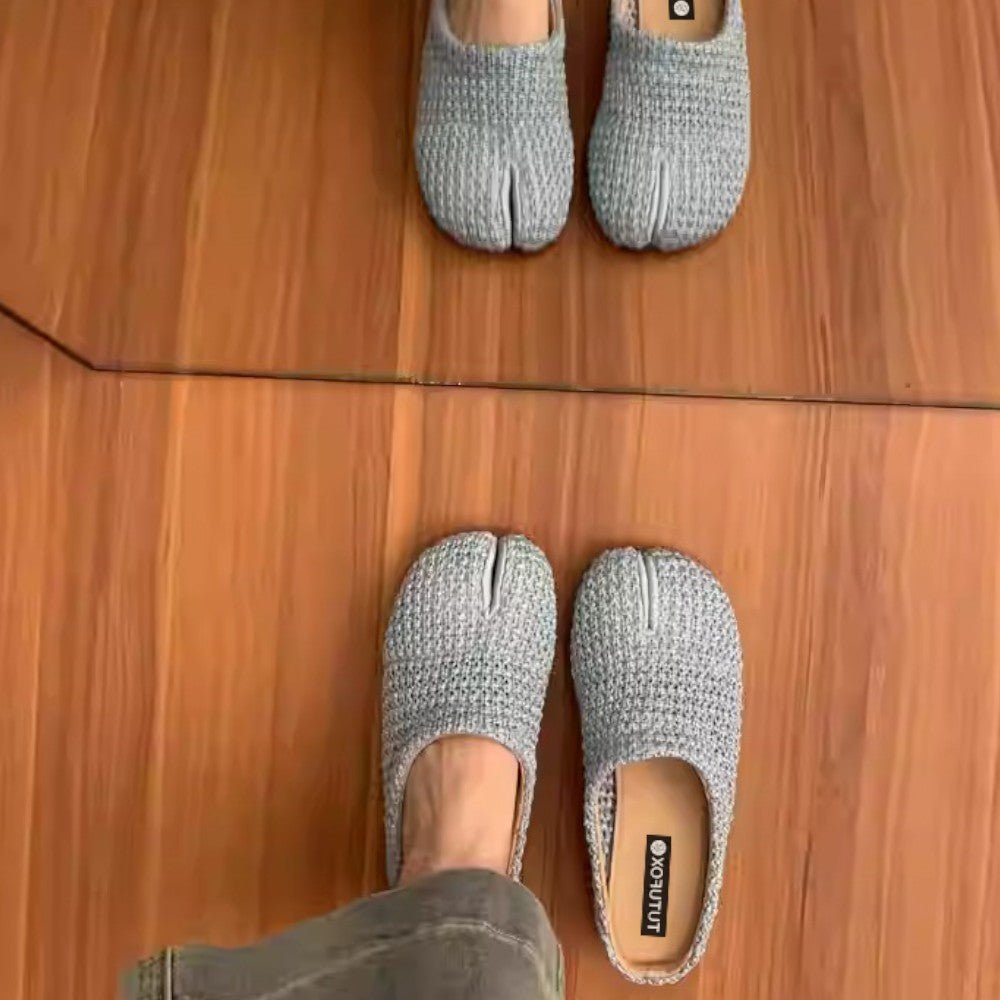 Woven Black Split Toe Women’s Slide Sandals Tabi - tutufox - tabis