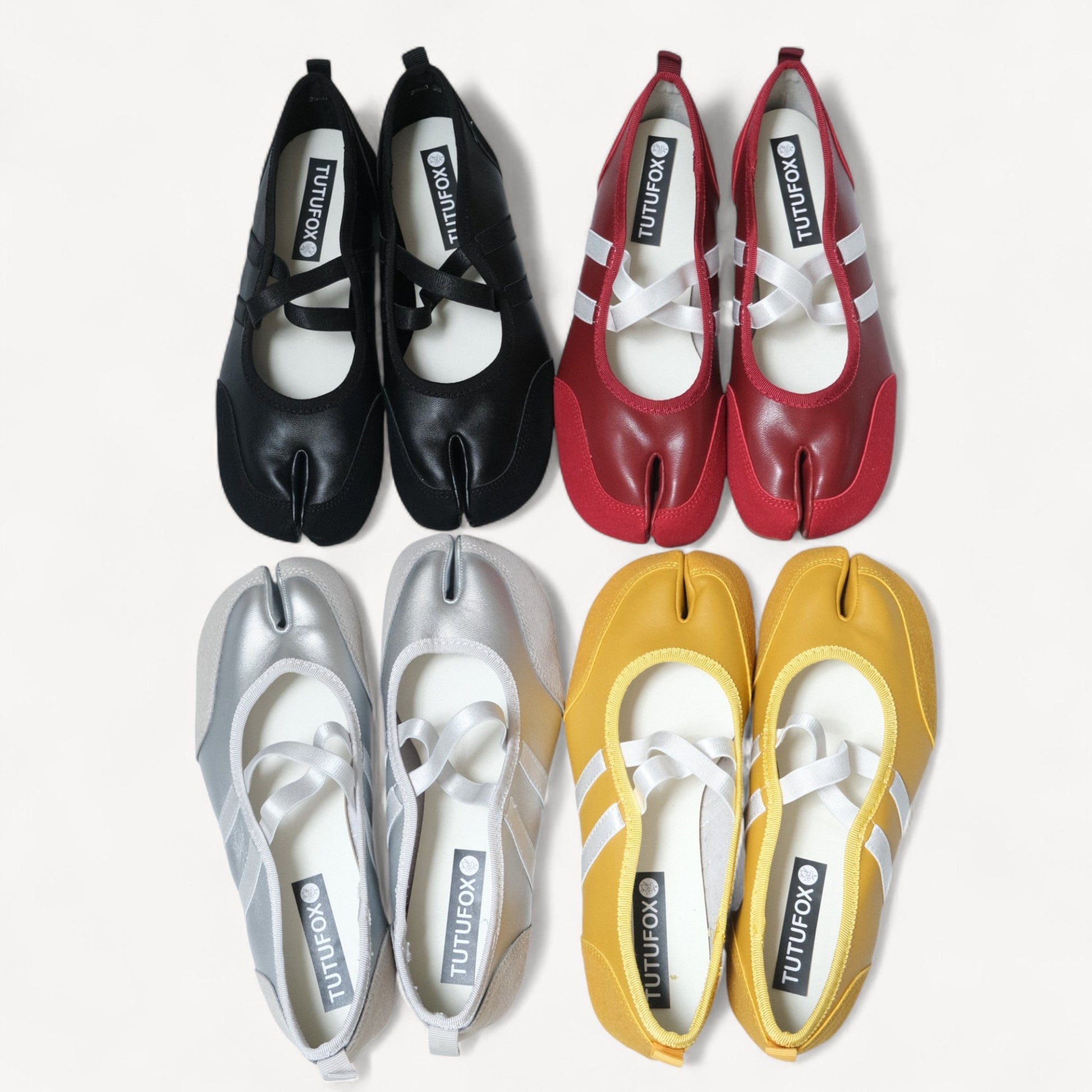 Yellow Ballet Split Toe Stretch Tabi Flats - tutufox - tabis