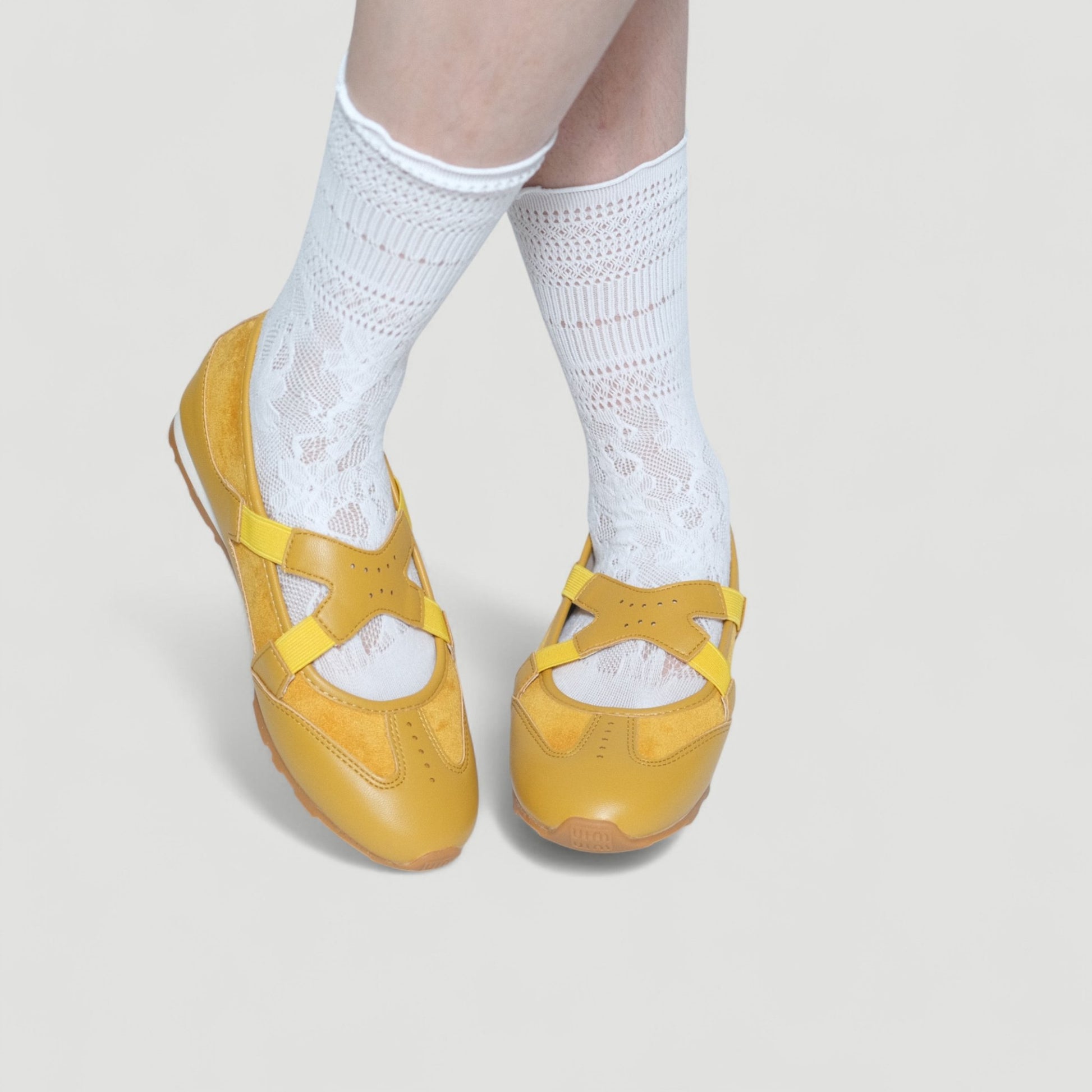 Yellow Soft Leather Ballet Sneaker Flats - tutufox - shoes