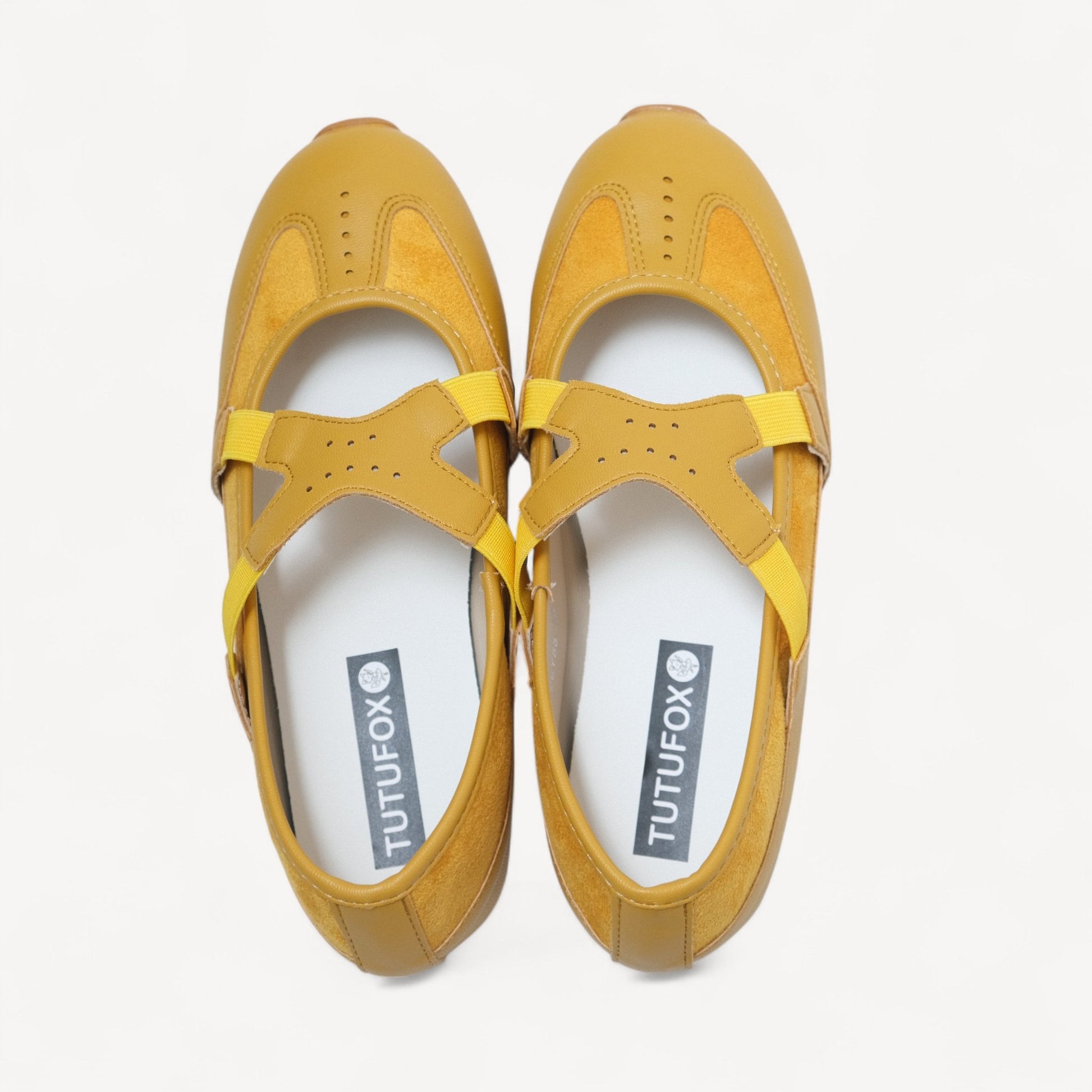 Yellow Soft Leather Ballet Sneaker Flats - tutufox - shoes
