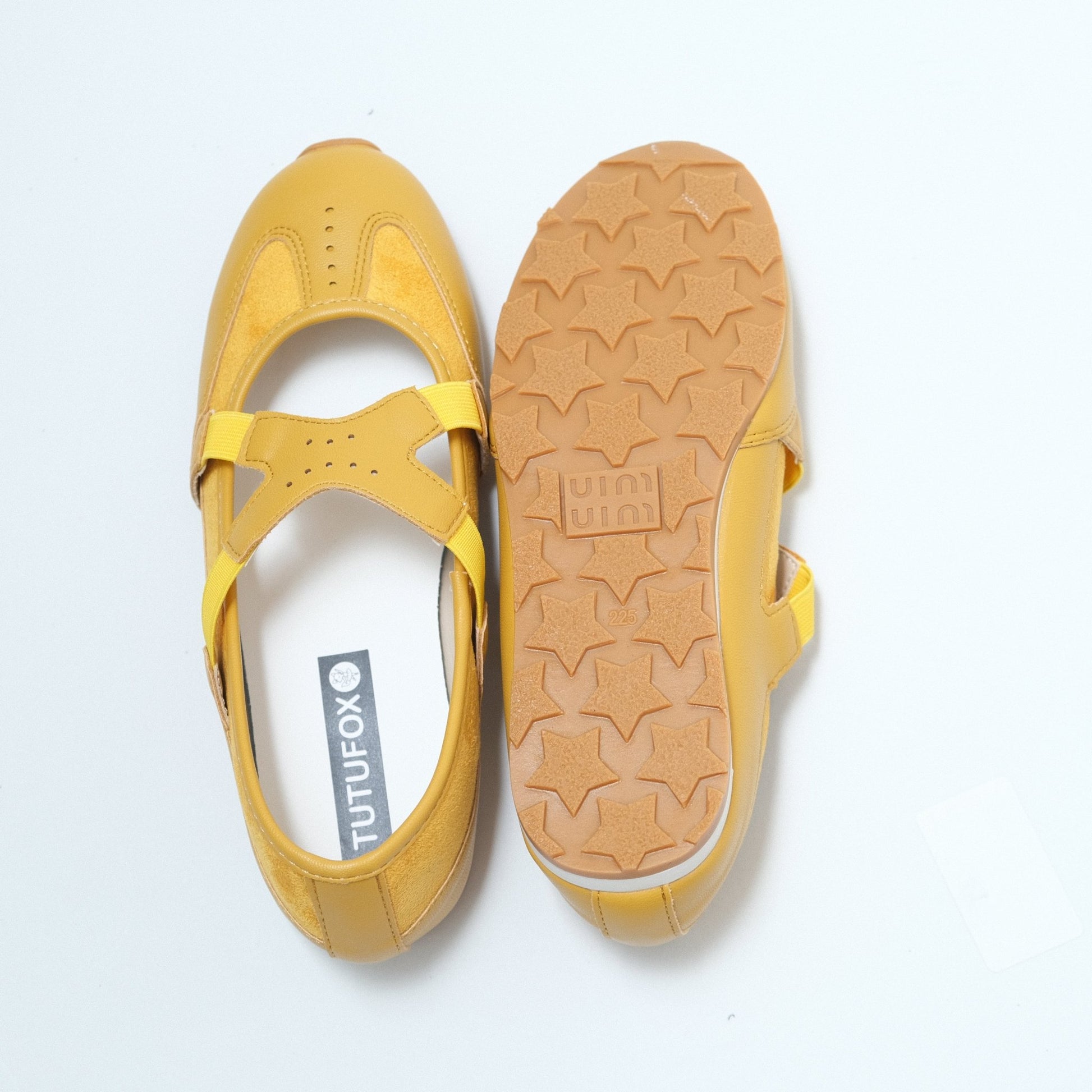 Yellow Soft Leather Ballet Sneaker Flats - tutufox - shoes