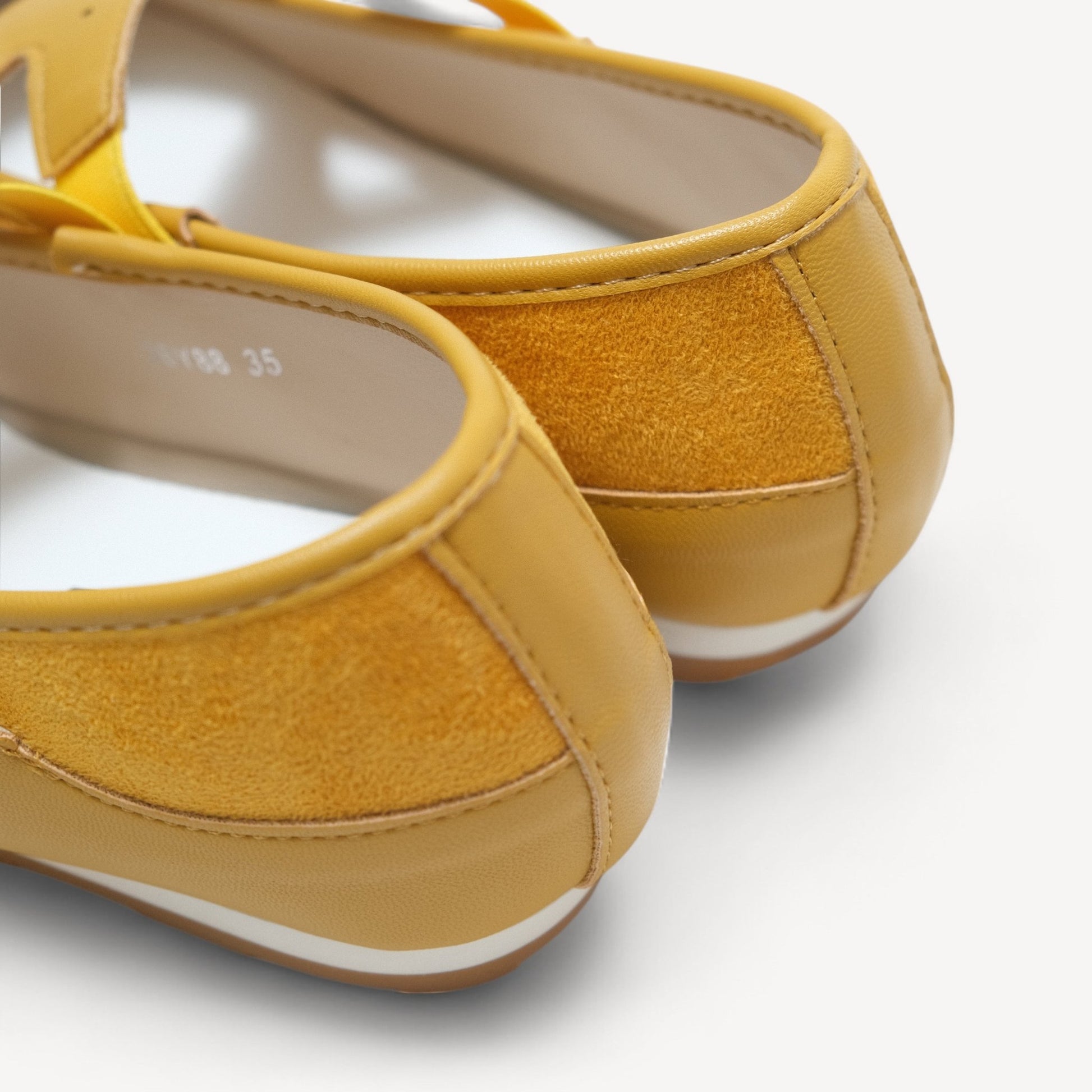 Yellow Soft Leather Ballet Sneaker Flats - tutufox - shoes