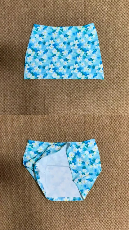 Blue Halter and Blue Floral Skirt Y2K Two Pieces Sets