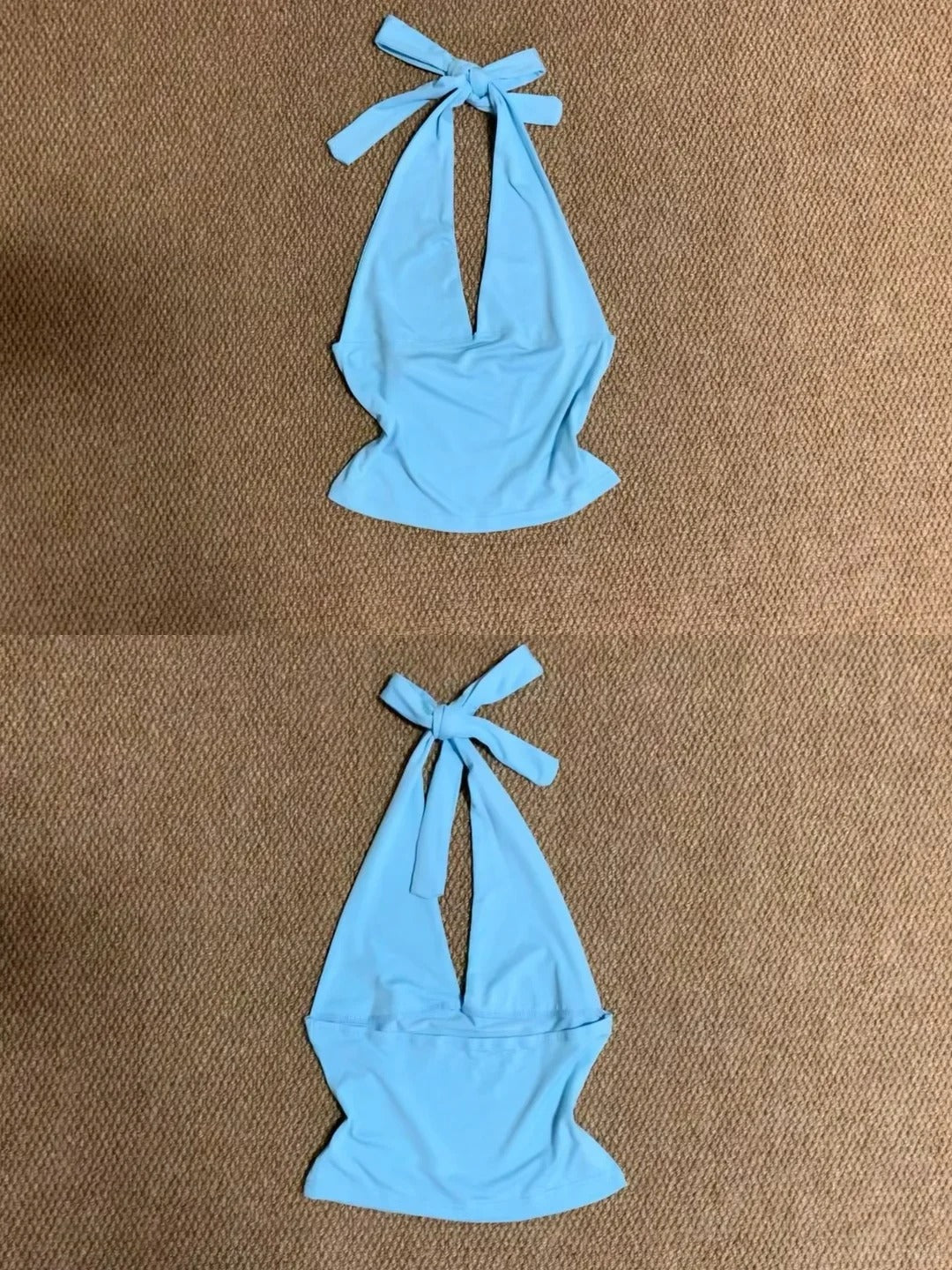 Blue Halter and Blue Floral Skirt Y2K Two Pieces Sets