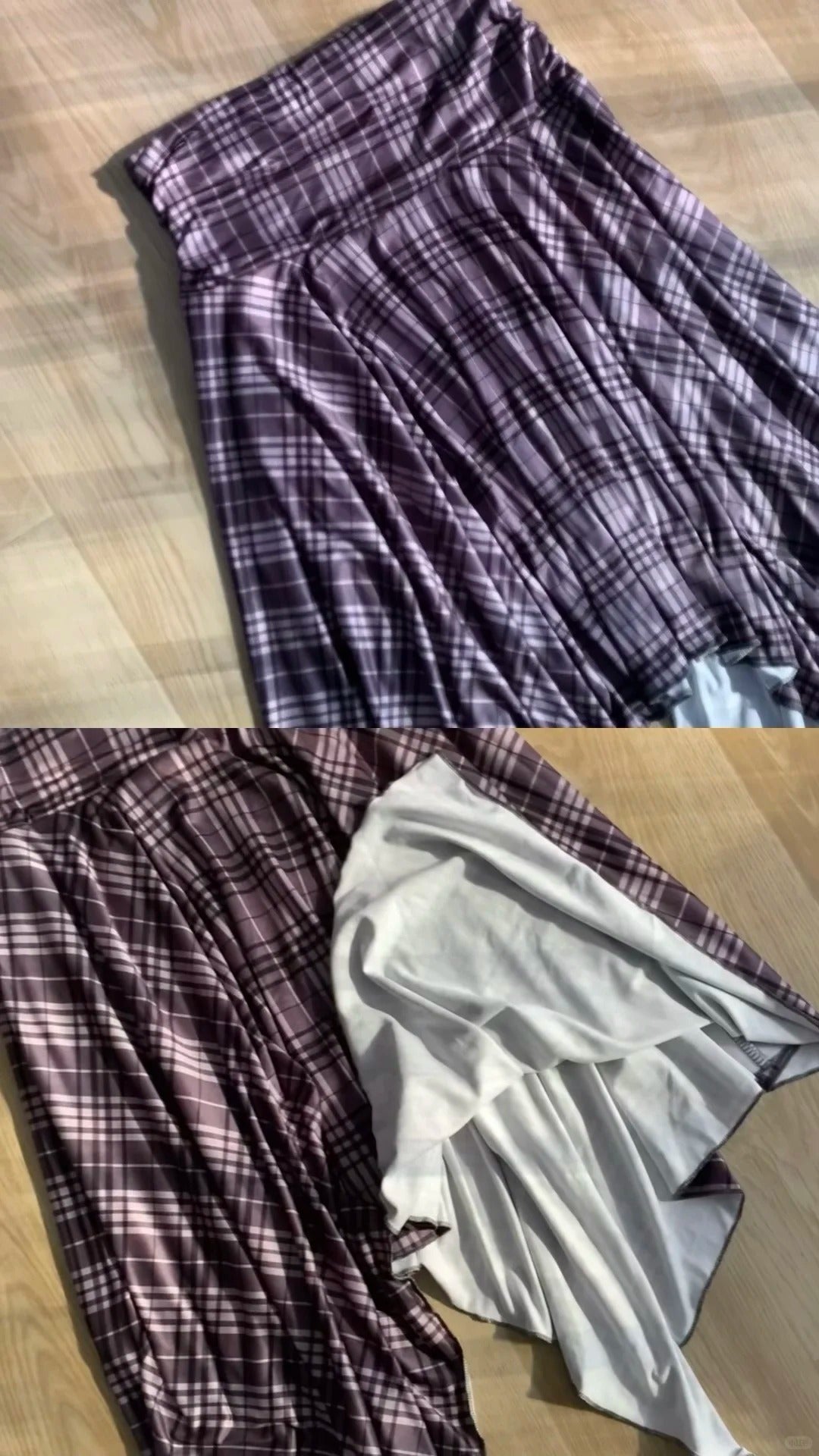 White One Shoulder Crop and Purple Brown Plaid Skirt Y2K Two Pieces Sets