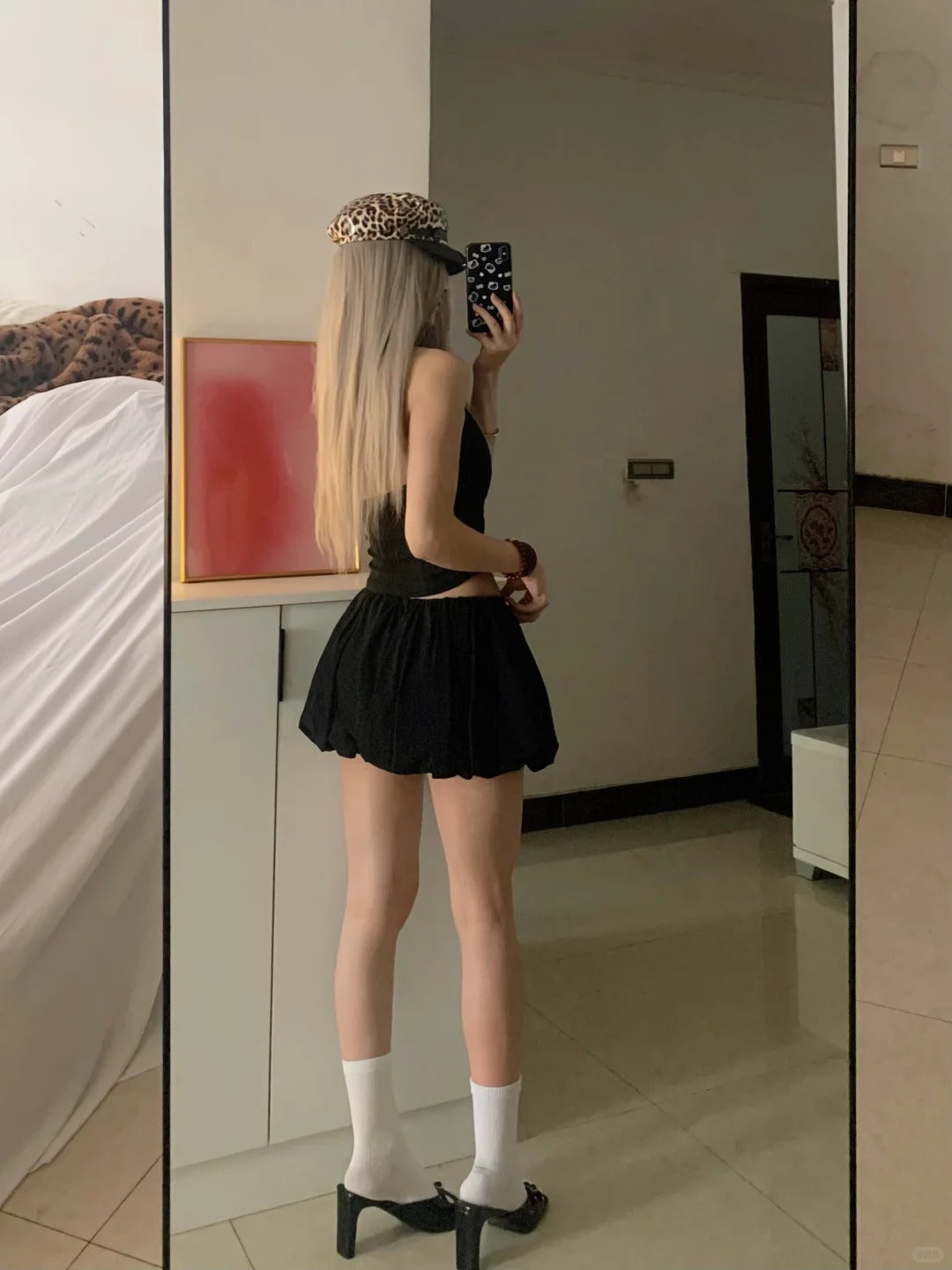 Black Halter Ring Detail Crop and Flared Shorts Y2K Two Pieces Sets