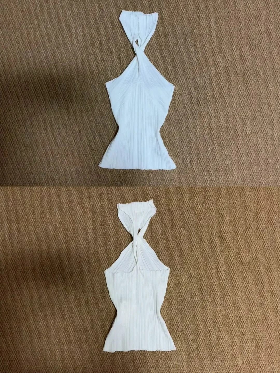 White Halter and White Mesh Skirt Y2K Two Pieces Sets