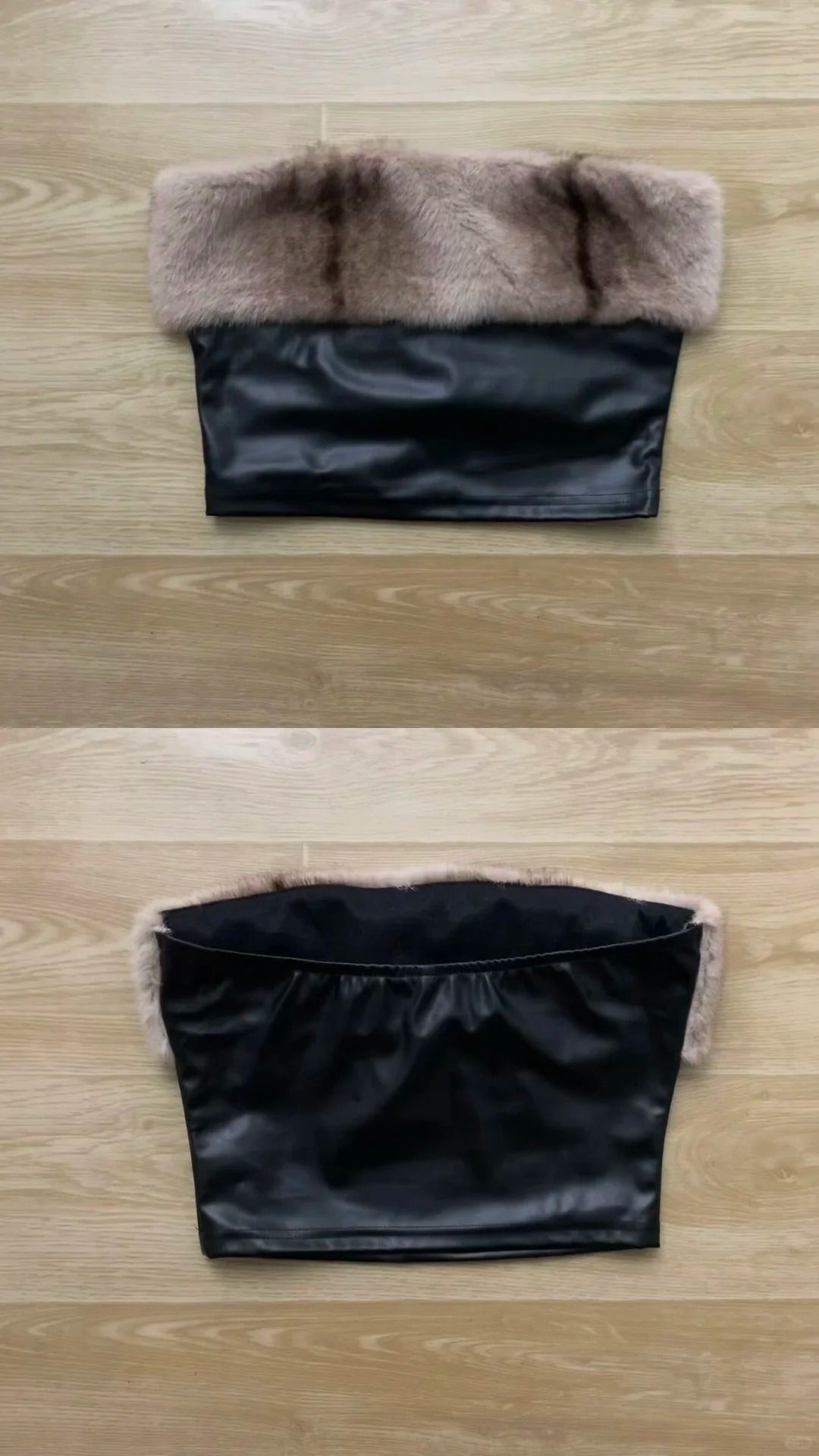 Brown Fur Jacket and Faux Leather Skirt Y2K Outfit