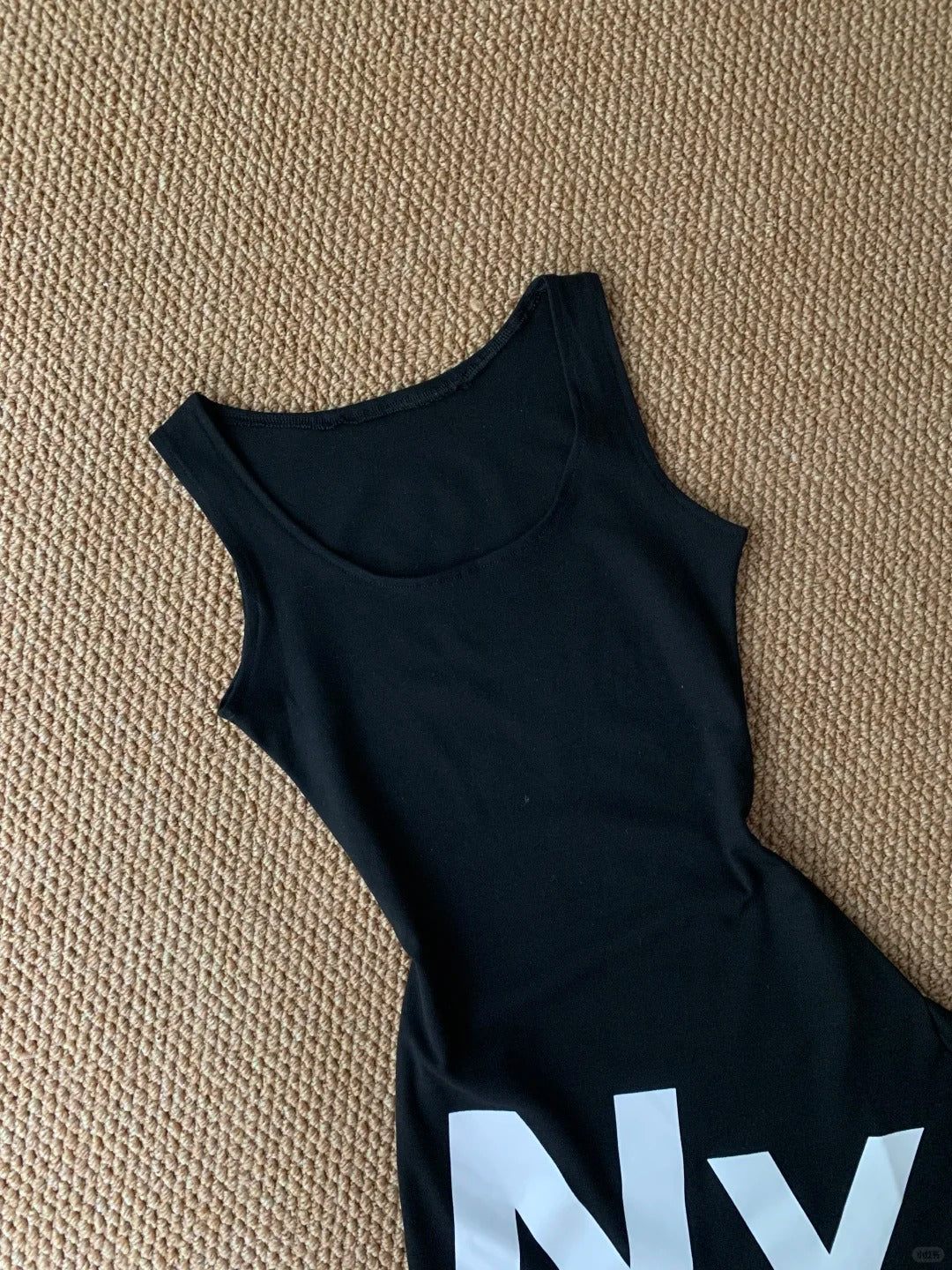 Black Letter Tank Mini Dress Y2K Mini Dress