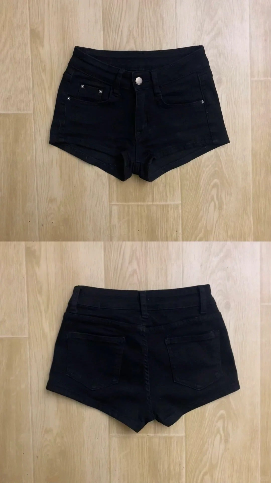 Dark Gray Cami Top and Black Denim Mini Shorts Y2K Two Piece Sets