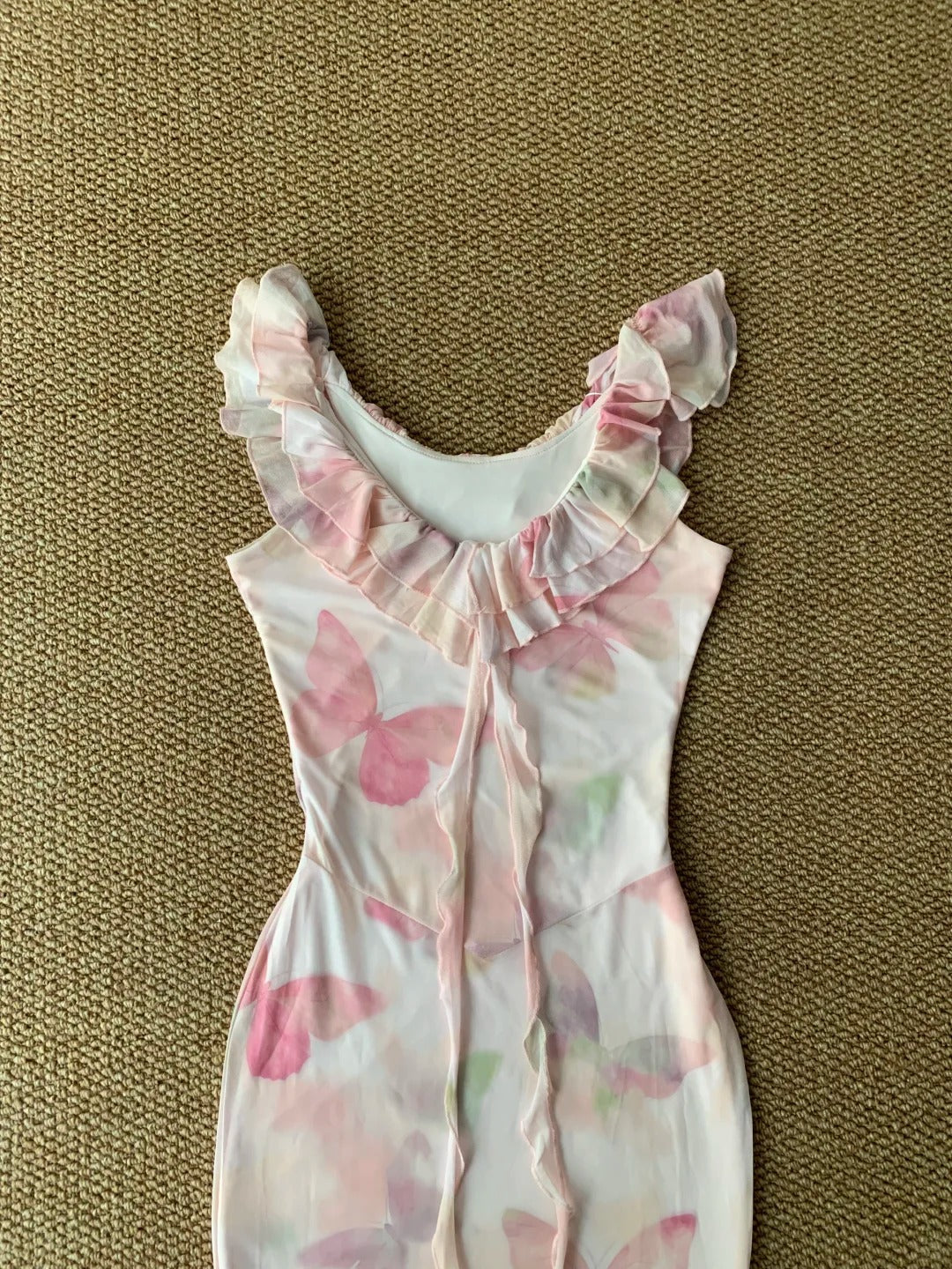 Pink Butterfly Off-Shoulder Maxi Dress Y2K Midi Dress