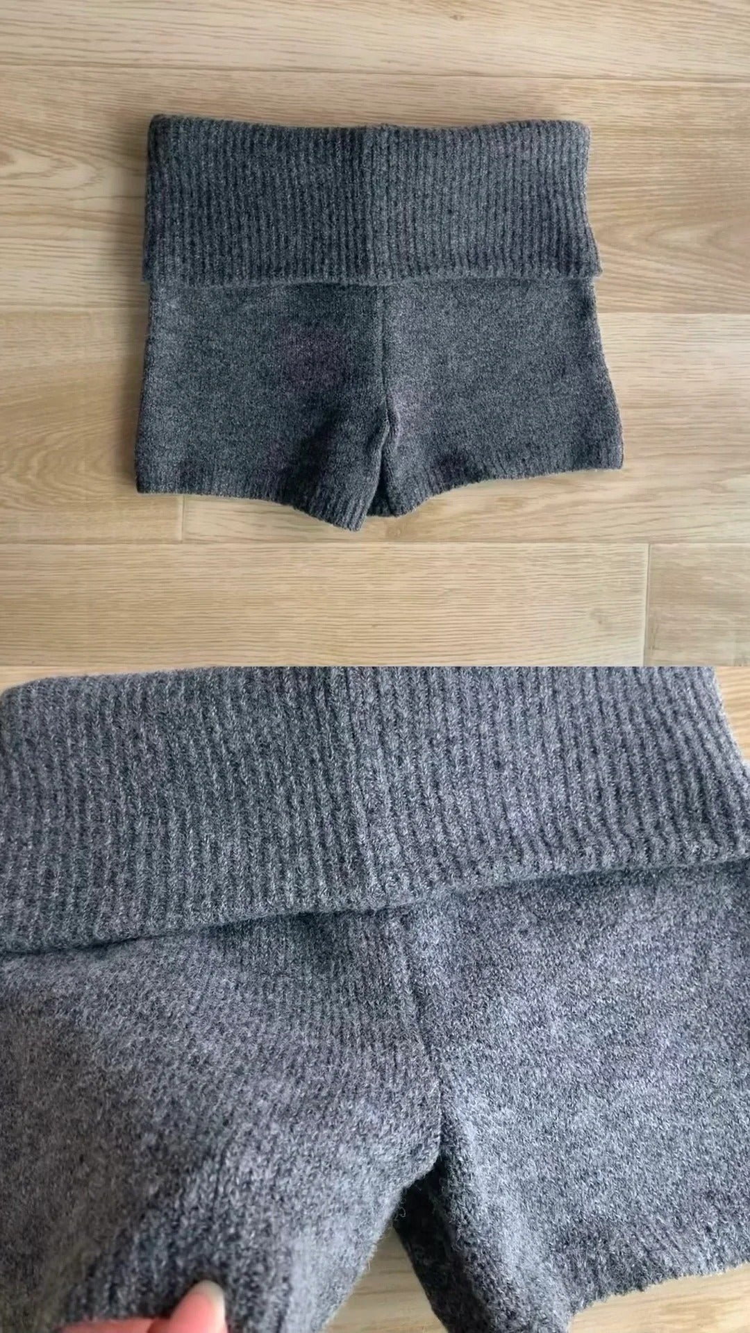 Grey Long Sleeve Button Crop and Silver Knit Shorts Y2K Two Pieces Sets