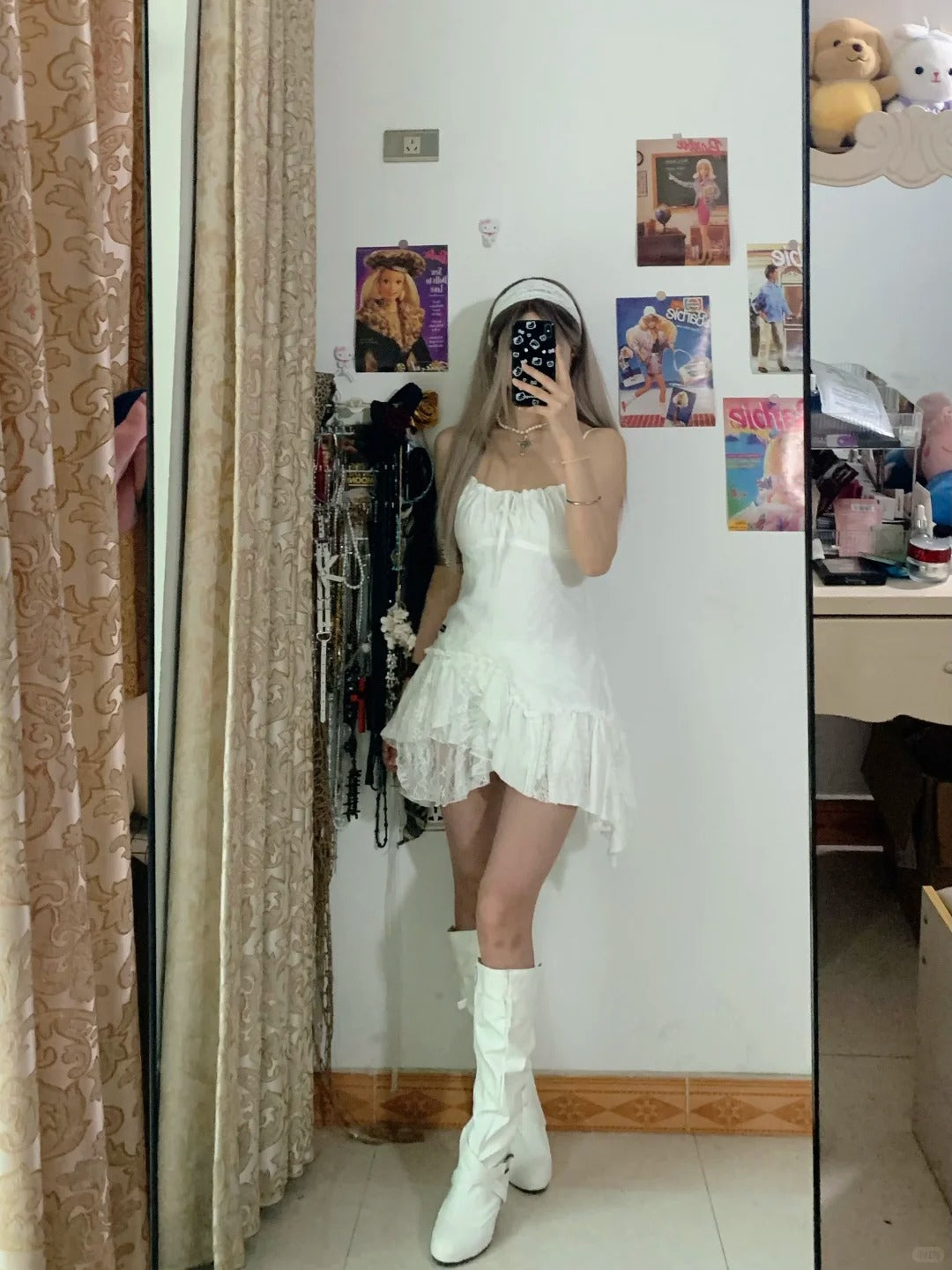 White Lace Ruffle Mini Dress Y2K Mini Dress